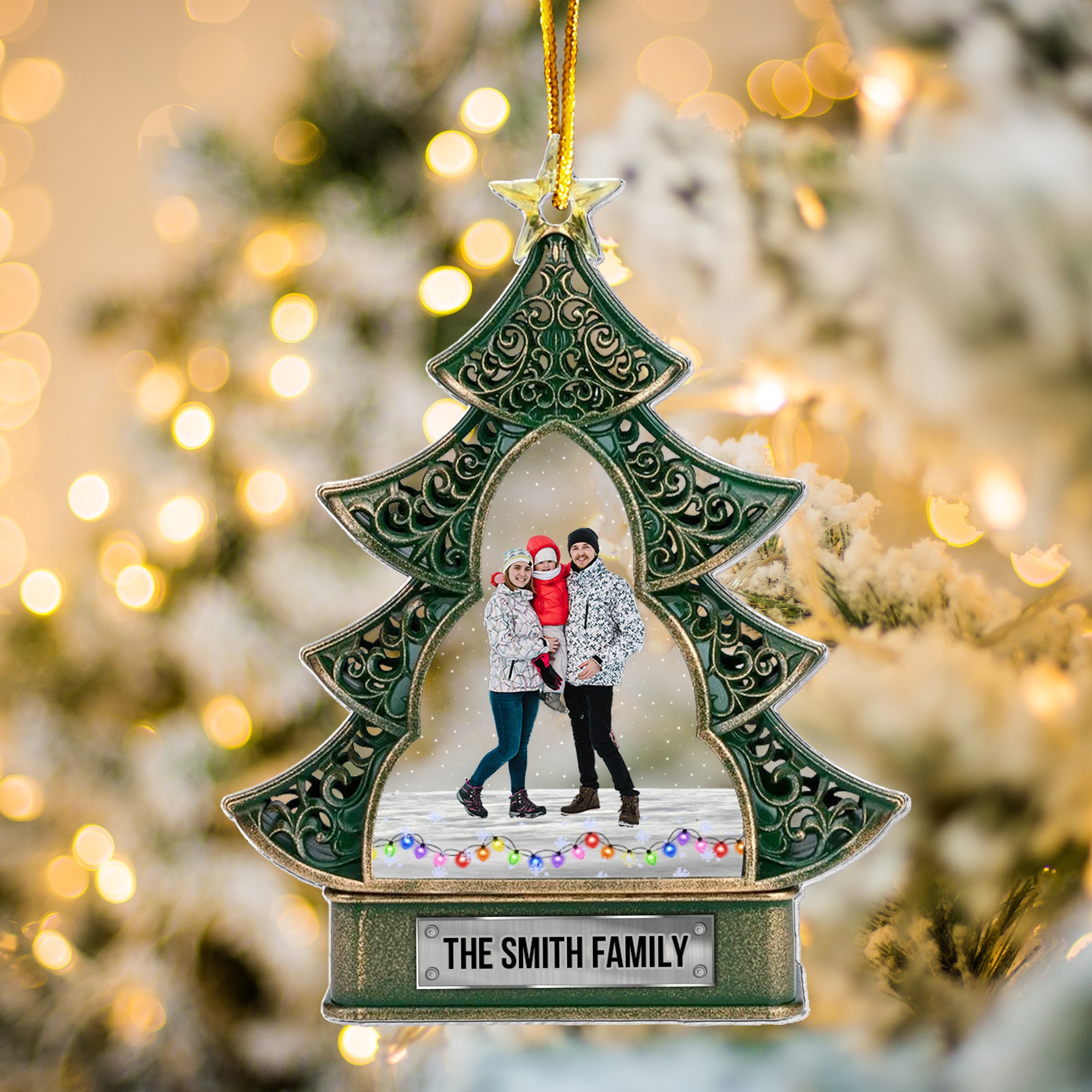 Christmas Tree Family Custom Photo - Personalized Acrylic Photo Ornament