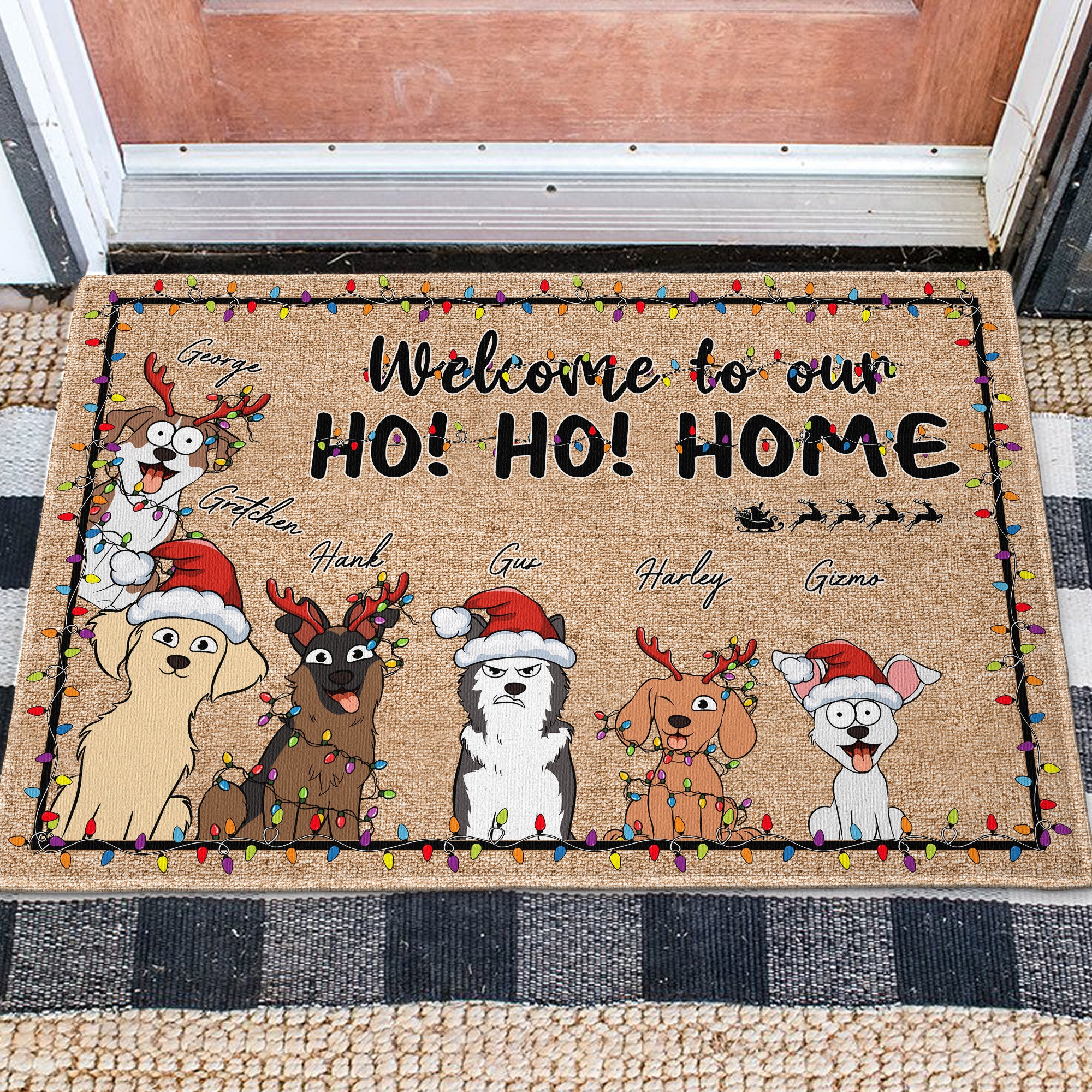 Christmas With Pets Welcome To My Ho!Ho!Home - Personalized Doormat