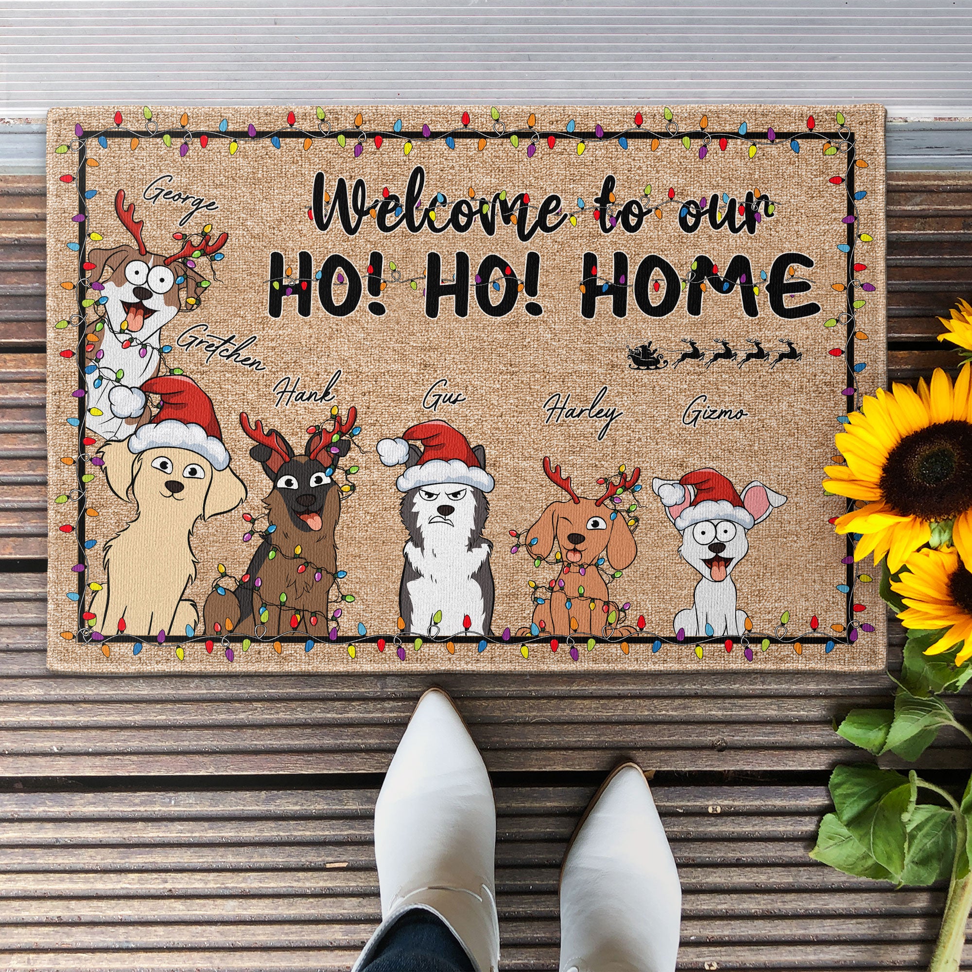 Christmas With Pets Welcome To My Ho!Ho!Home - Personalized Doormat