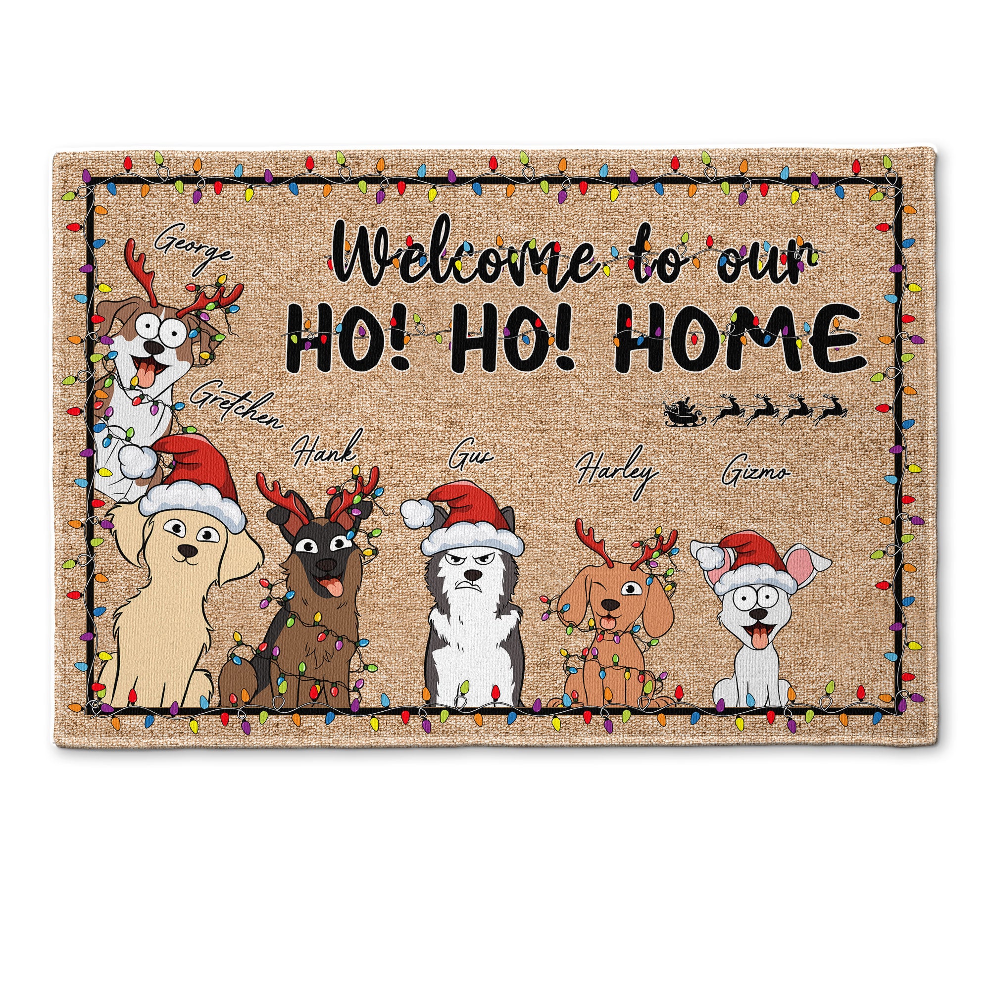 Christmas With Pets Welcome To My Ho!Ho!Home - Personalized Doormat