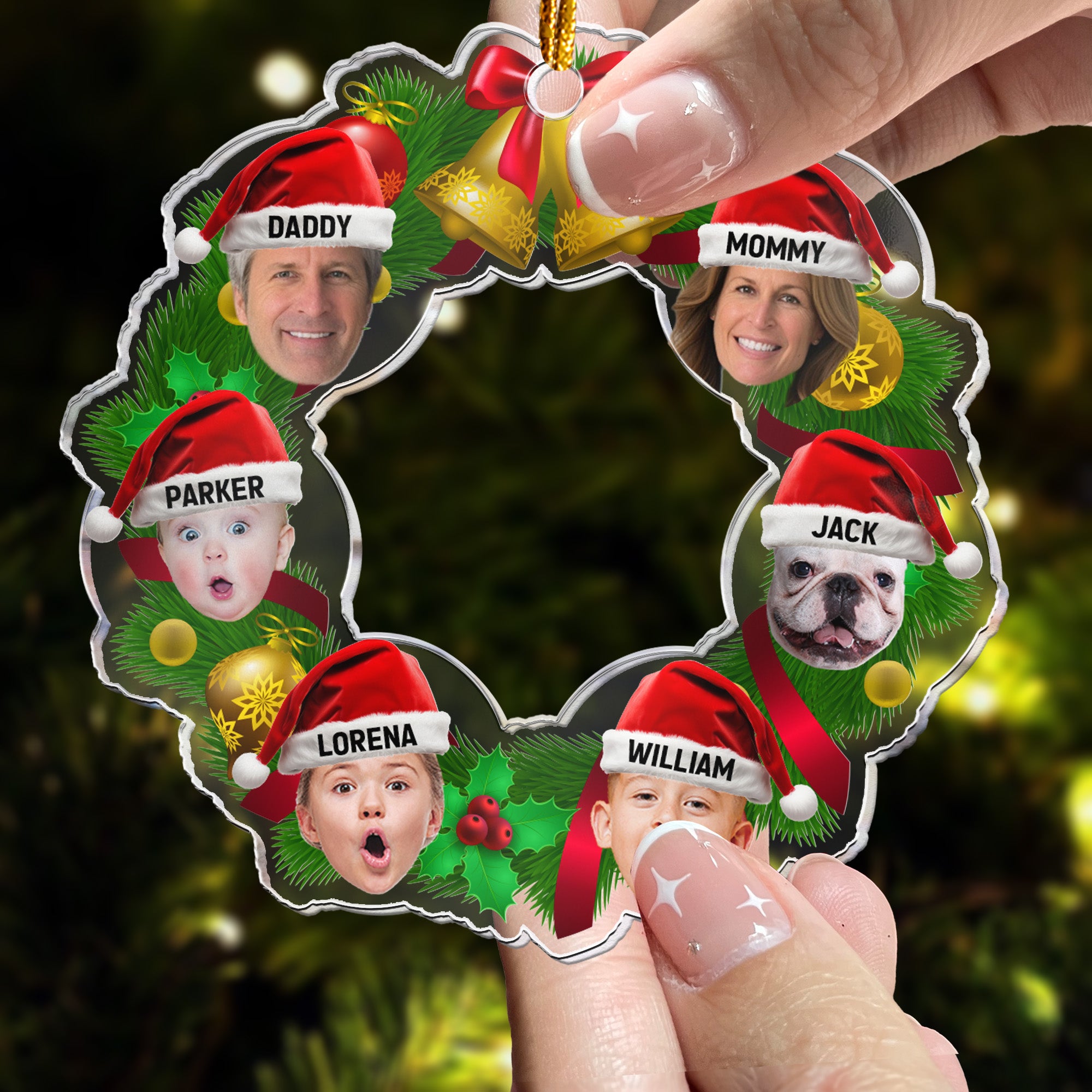 Christmas Wreath Family - Personalized Acrylic Photo Ornament