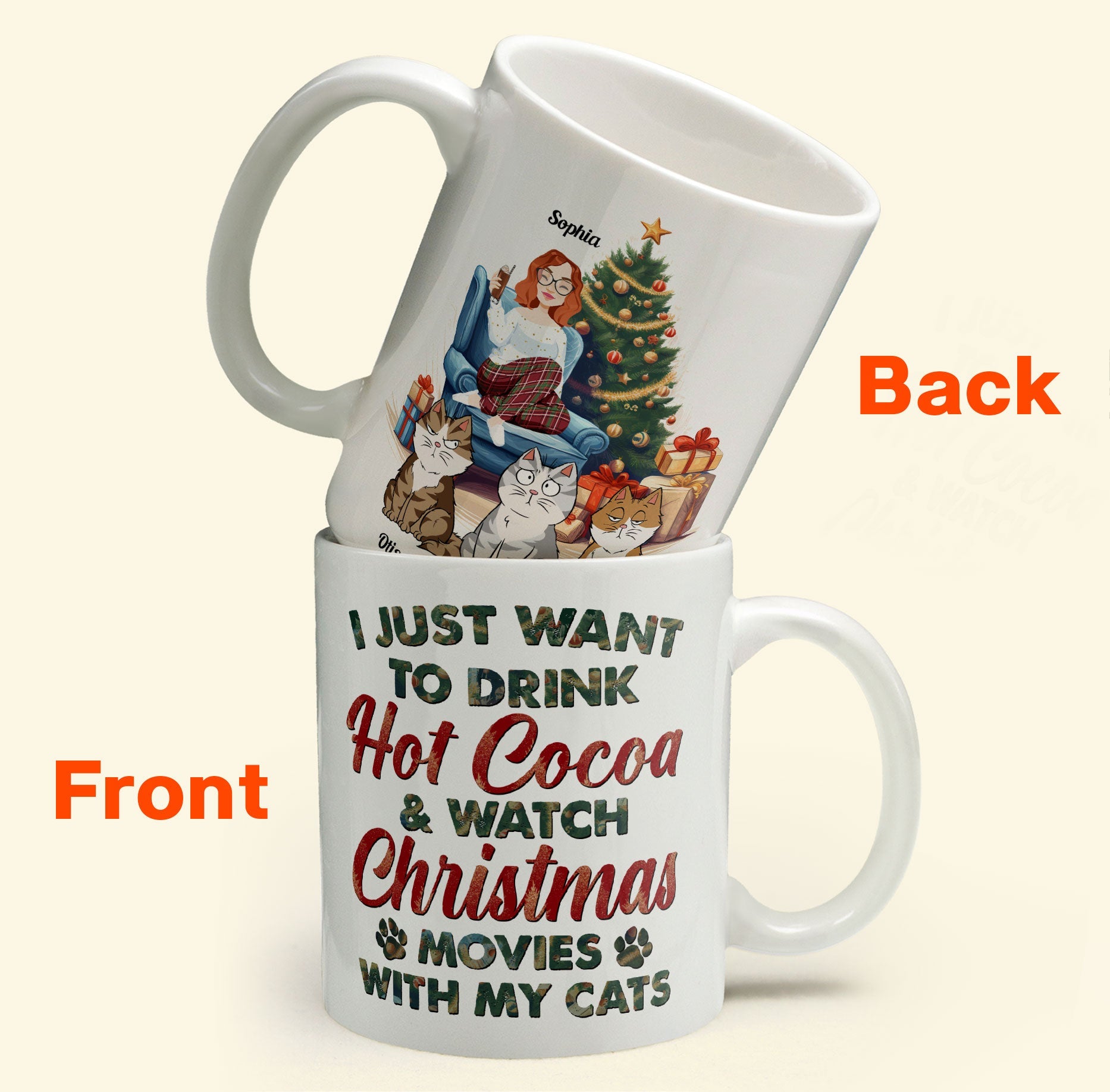 Cocoa, Christmas Movies & My Cat - Personalized Mug