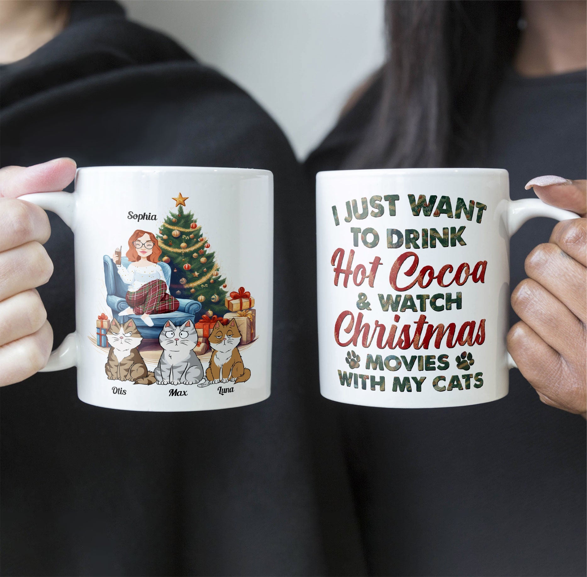 Cocoa, Christmas Movies & My Cat - Personalized Mug