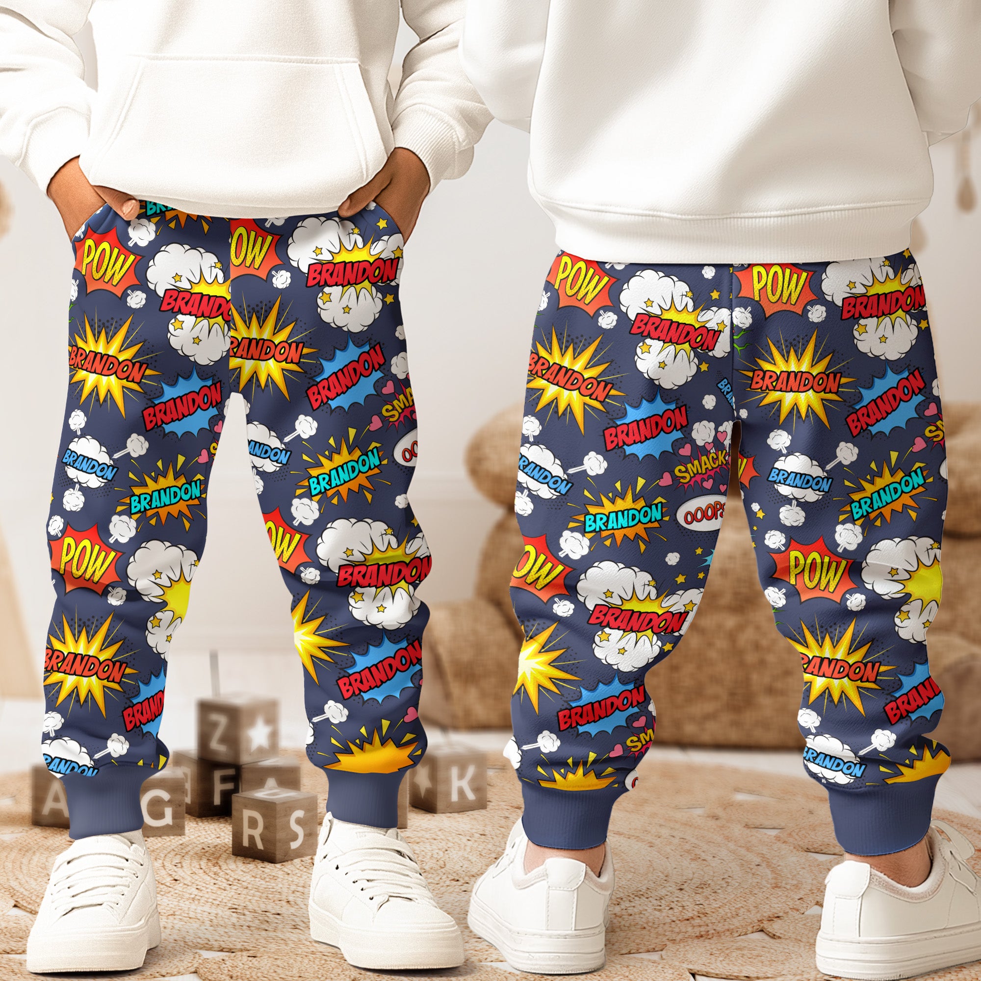 Comic Style Custom Kid Name - Personalized Sweatpants