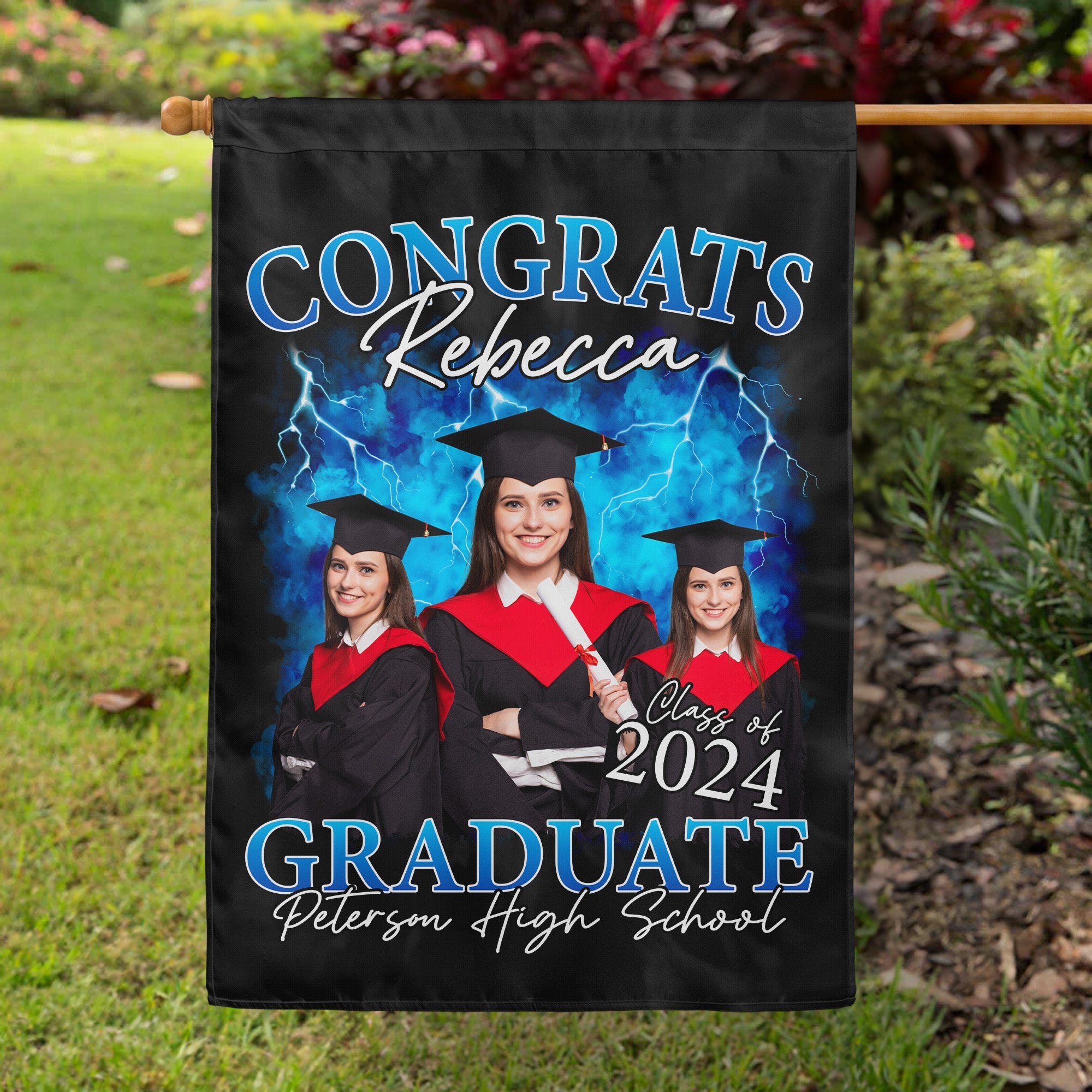 Congrats Graduate - Personalized Photo Flag