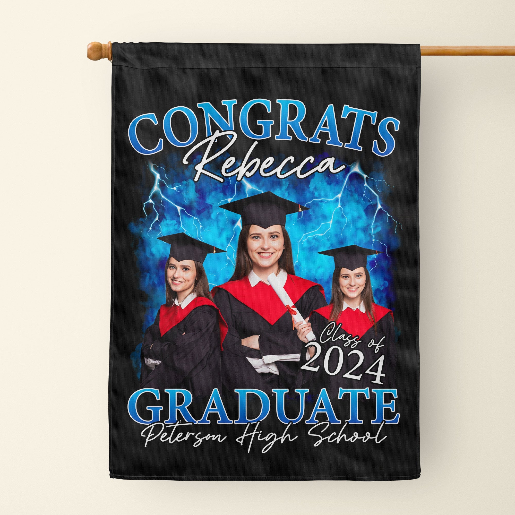 Congrats Graduate - Personalized Photo Flag