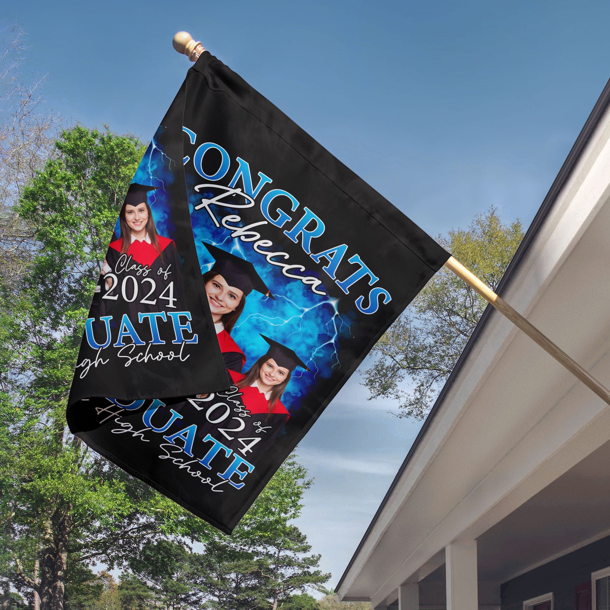 Congrats Graduate - Personalized Photo Flag