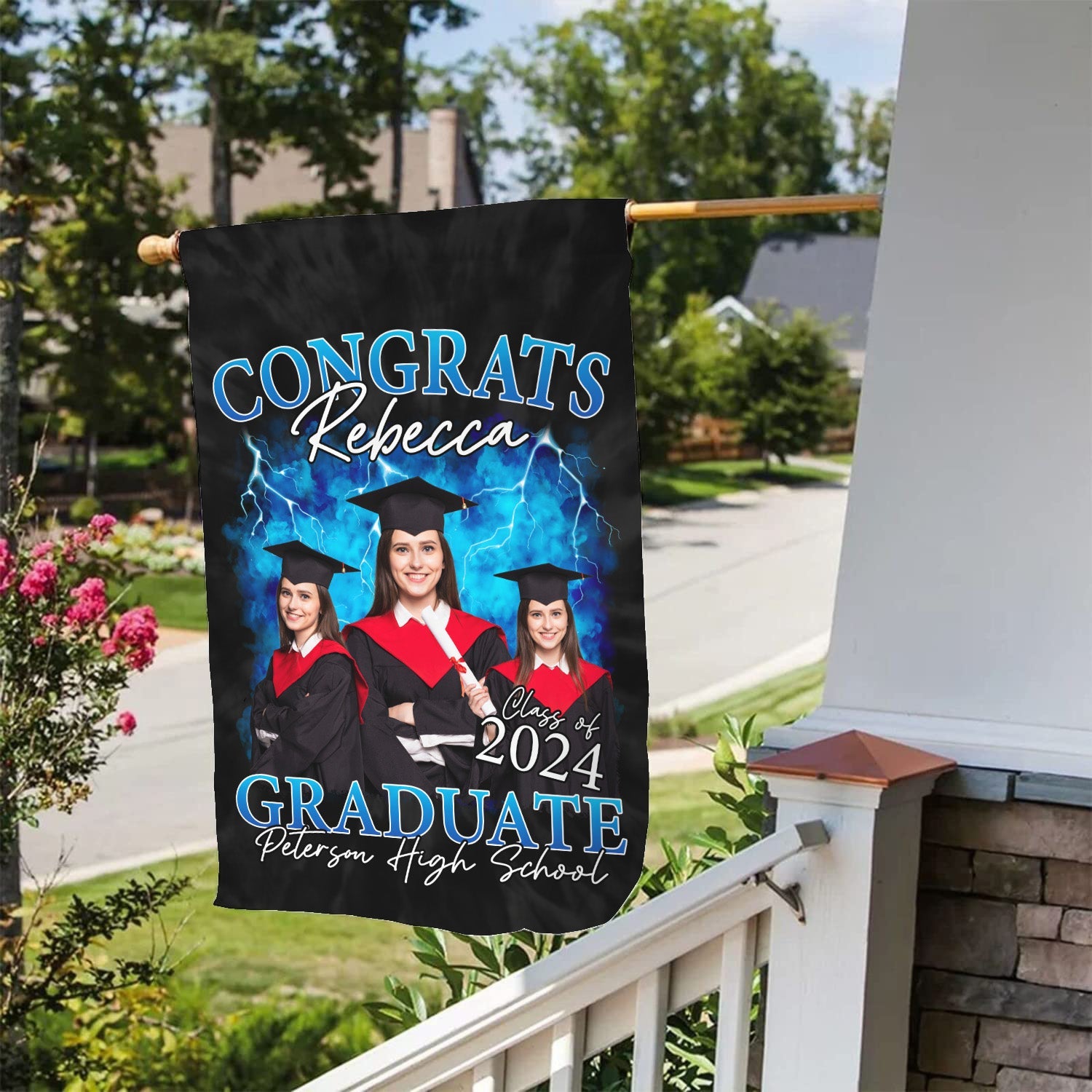 Congrats Graduate - Personalized Photo Flag