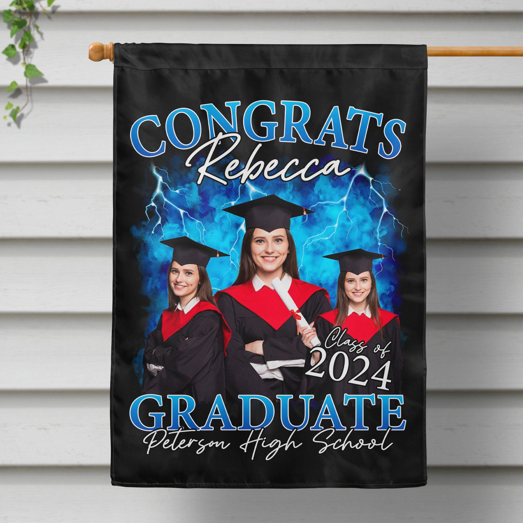 Congrats Graduate - Personalized Photo Flag