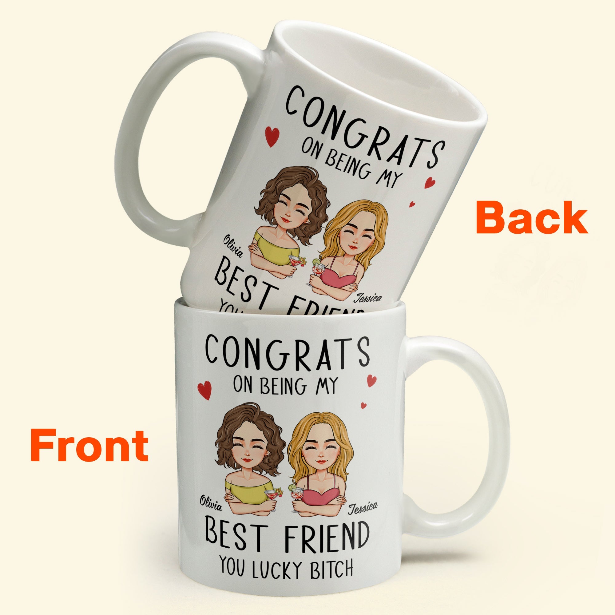 Congrats On Being My Bestie - Personalized Accent Mug