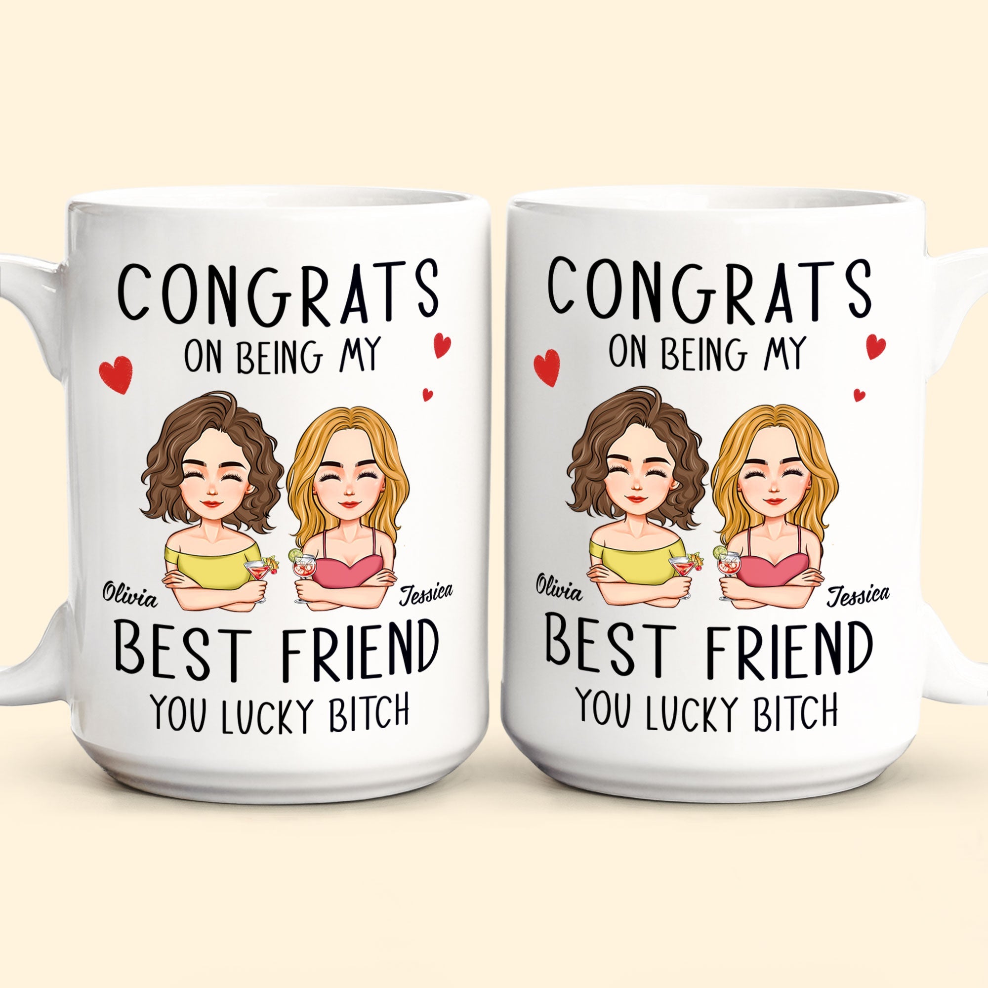 Congrats On Being My Bestie - Personalized Accent Mug