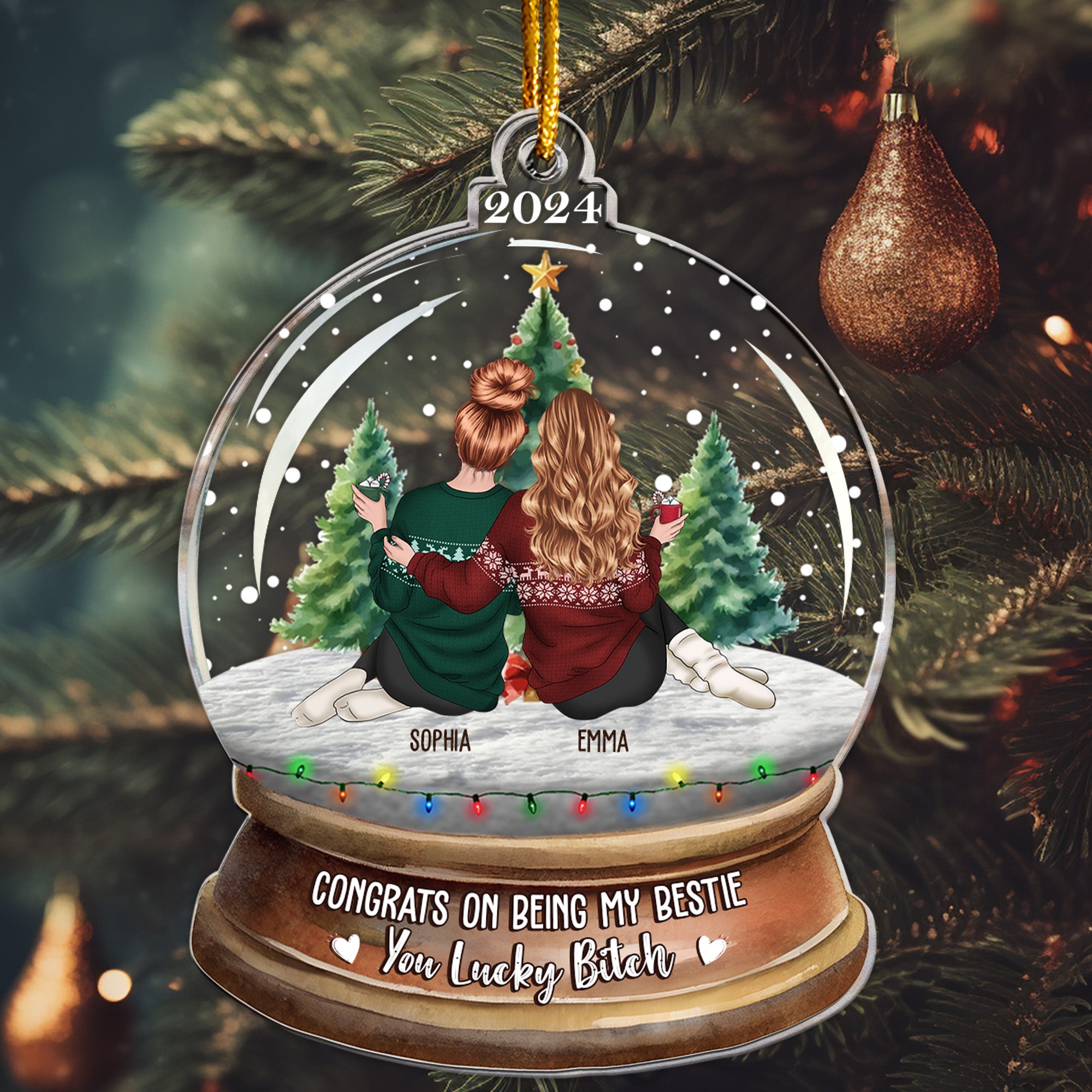 Congrats On Being My Bestie Snow Globe Style - Personalized Acrylic Ornament