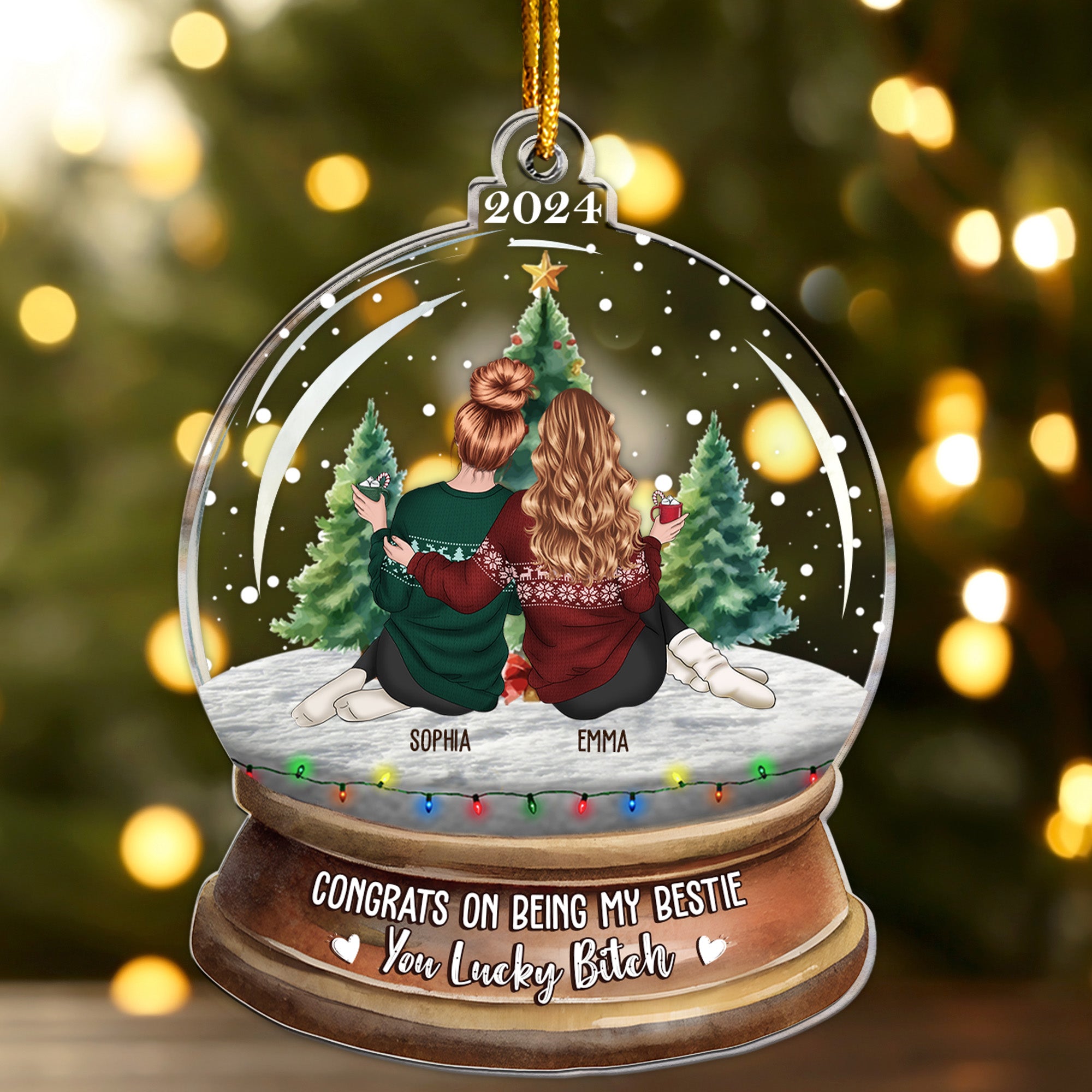 Congrats On Being My Bestie Snow Globe Style - Personalized Acrylic Ornament