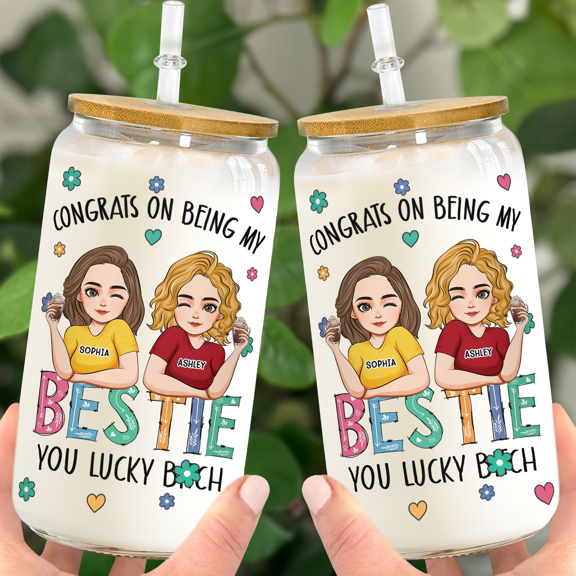 Congrats On Being My Bestie, Sister - Personalized Clear Glass Cup