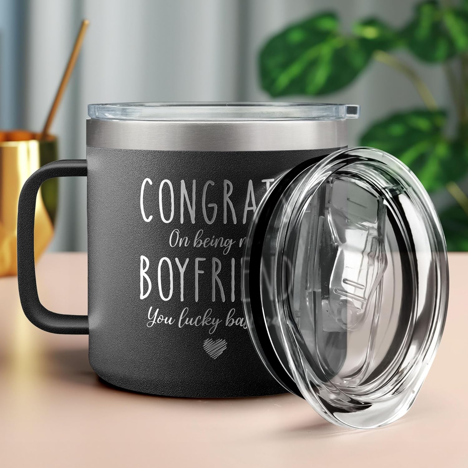 Congrats On Being My Boyfriend - Engraved 14oz Coffee Tumbler