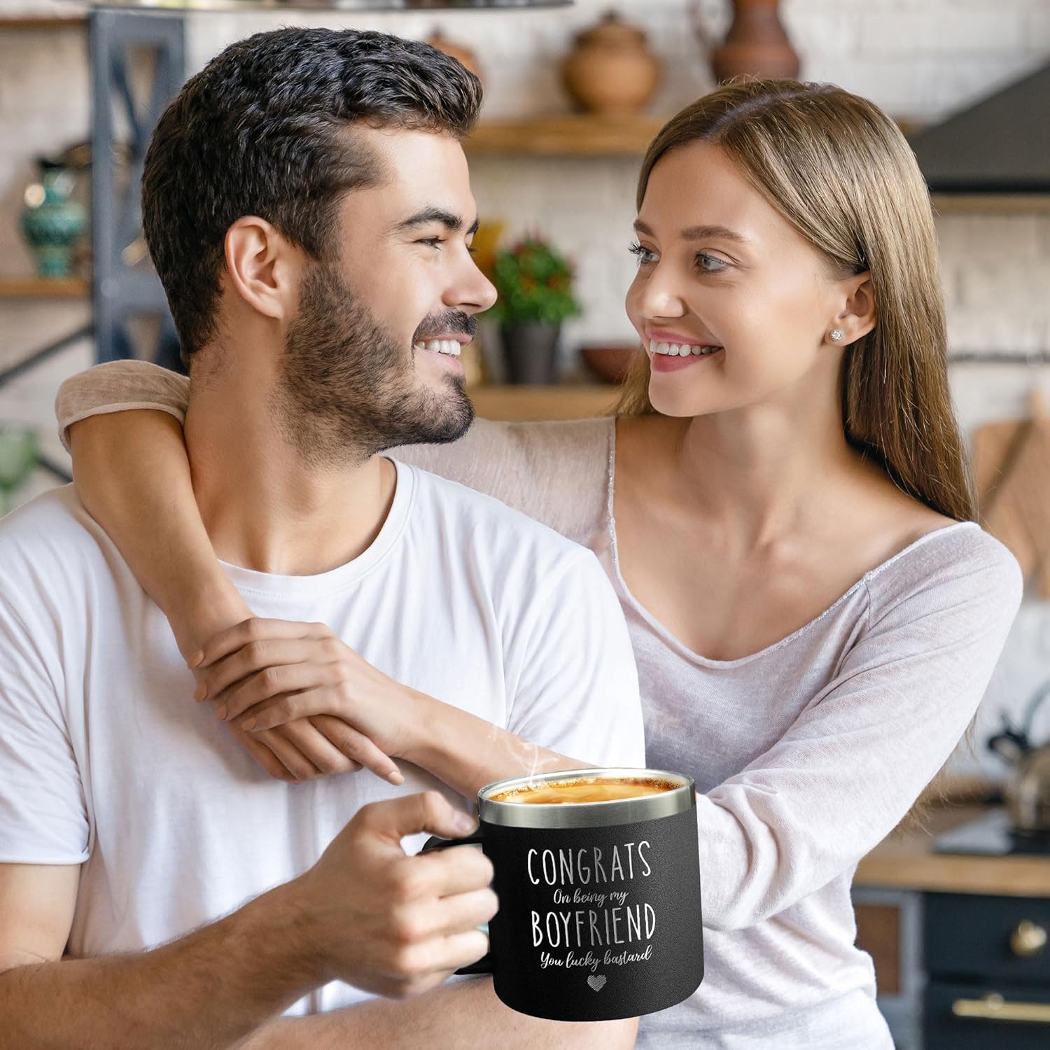 Congrats On Being My Boyfriend - Engraved 14oz Coffee Tumbler