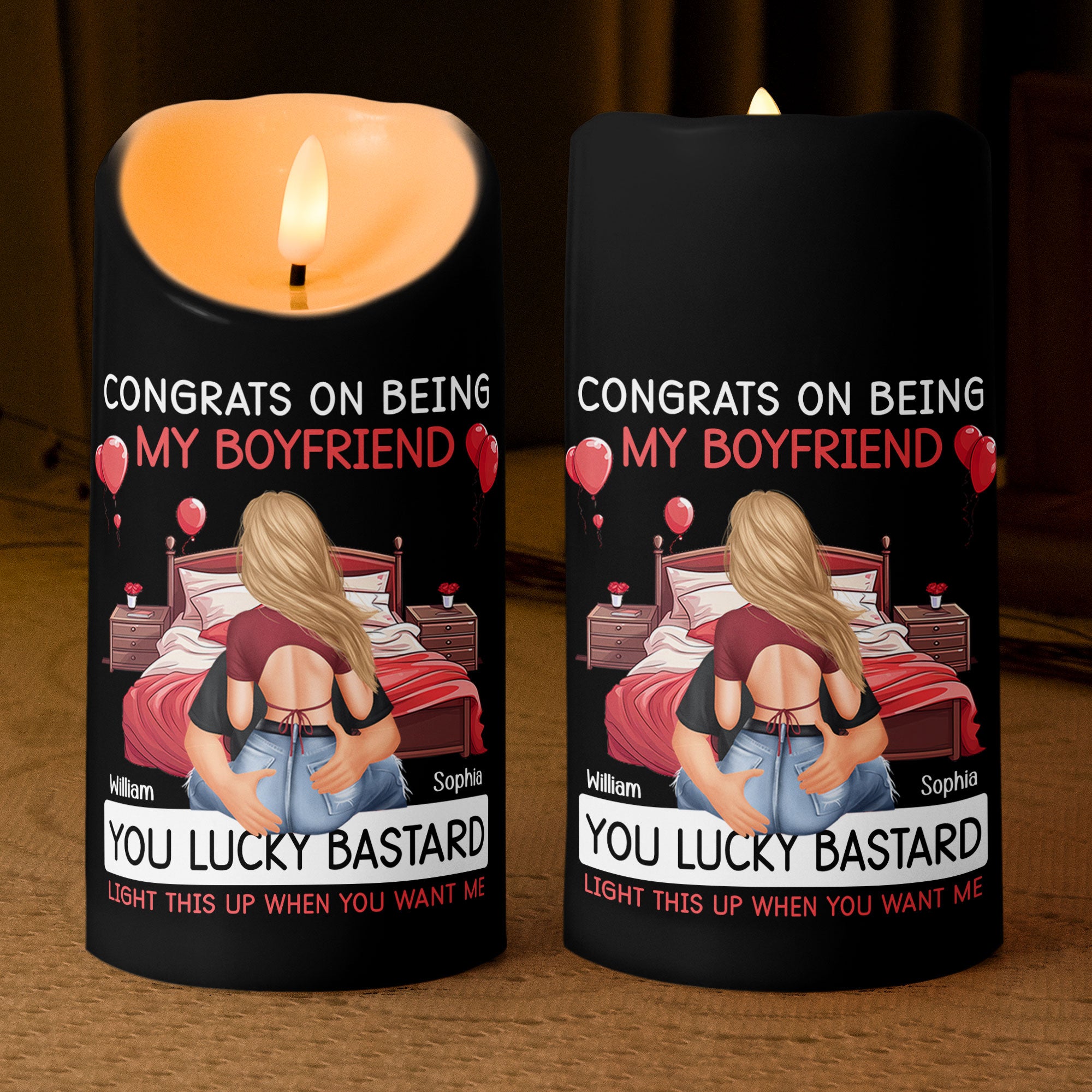 Congrats On Being My Boyfriend - Personalized LED Candle