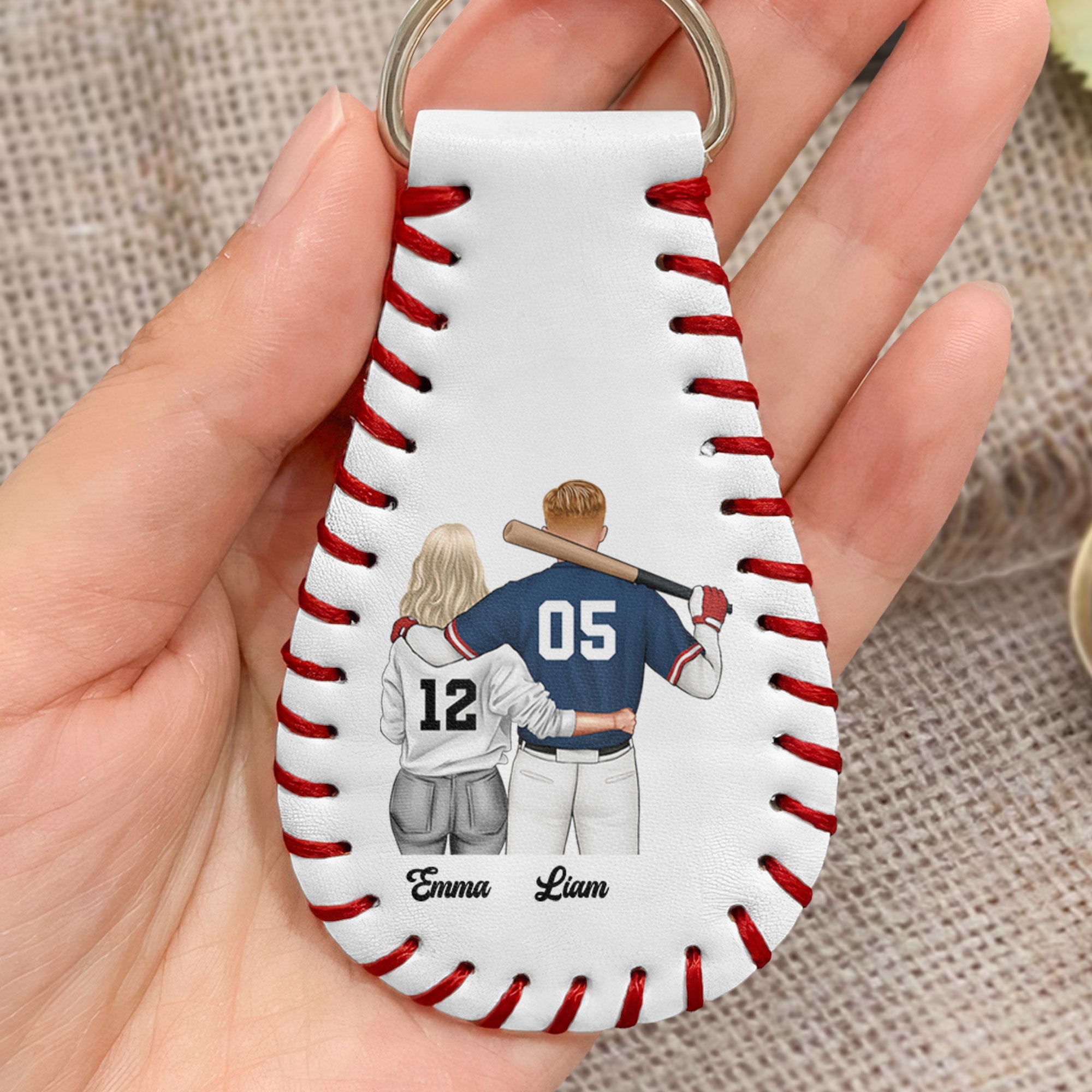 Congrats On Being My Boyfriend/Husband - Personalized Leather Baseball Keychain