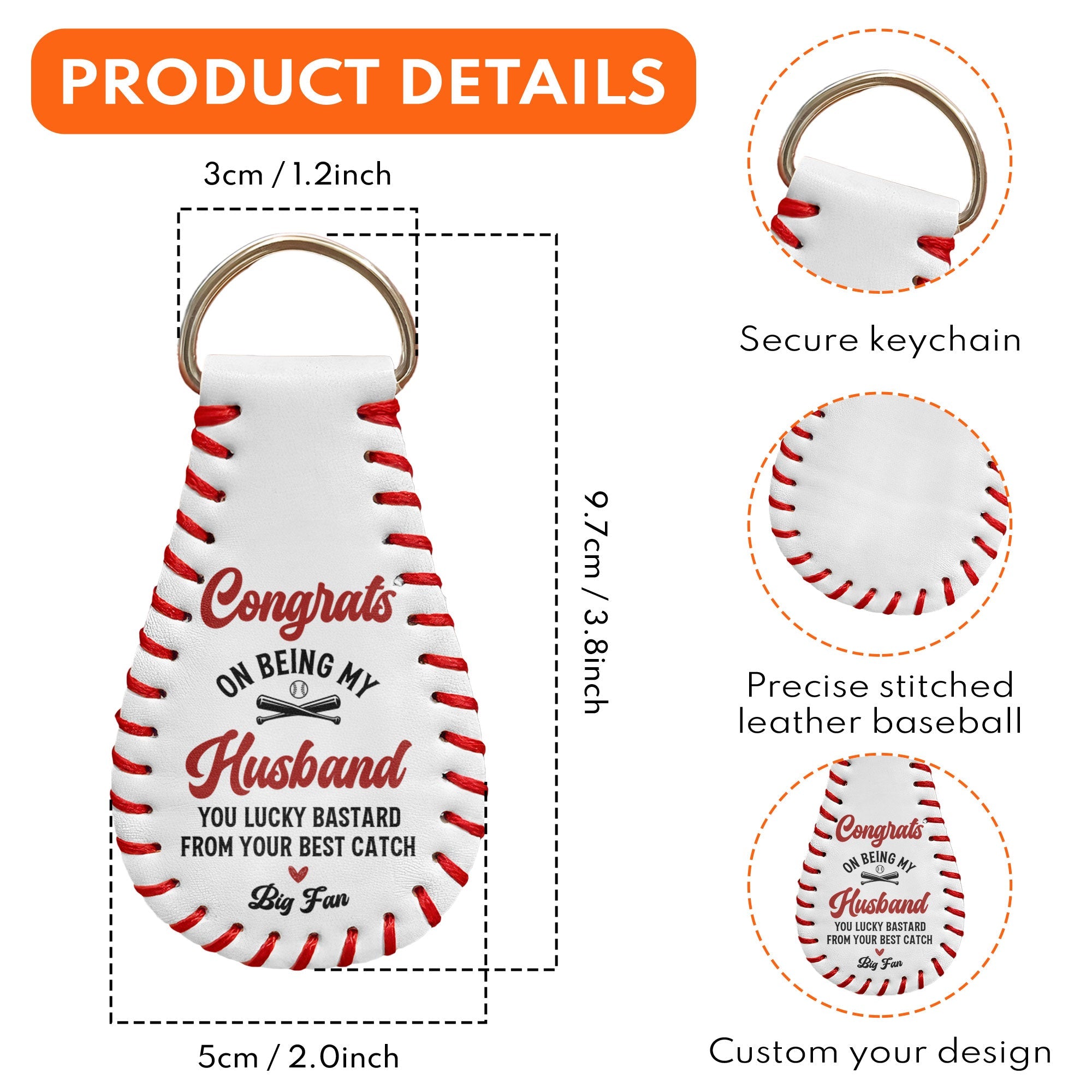 Congrats On Being My Boyfriend/Husband - Personalized Leather Baseball Keychain