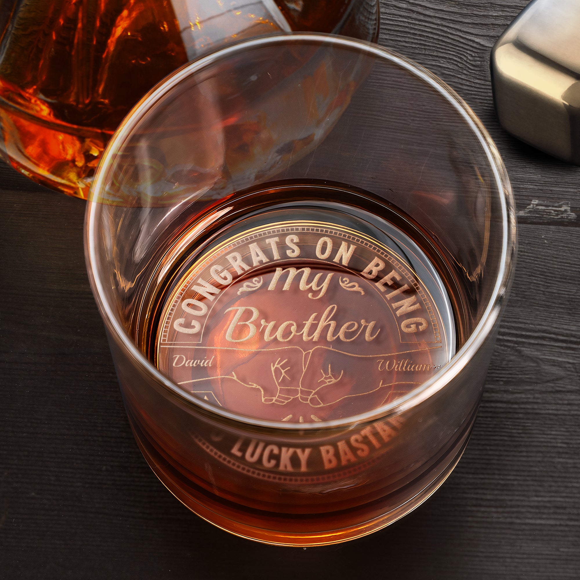 Congrats On Being My Brother You Lucky - Personalized Engraved Whiskey Glass