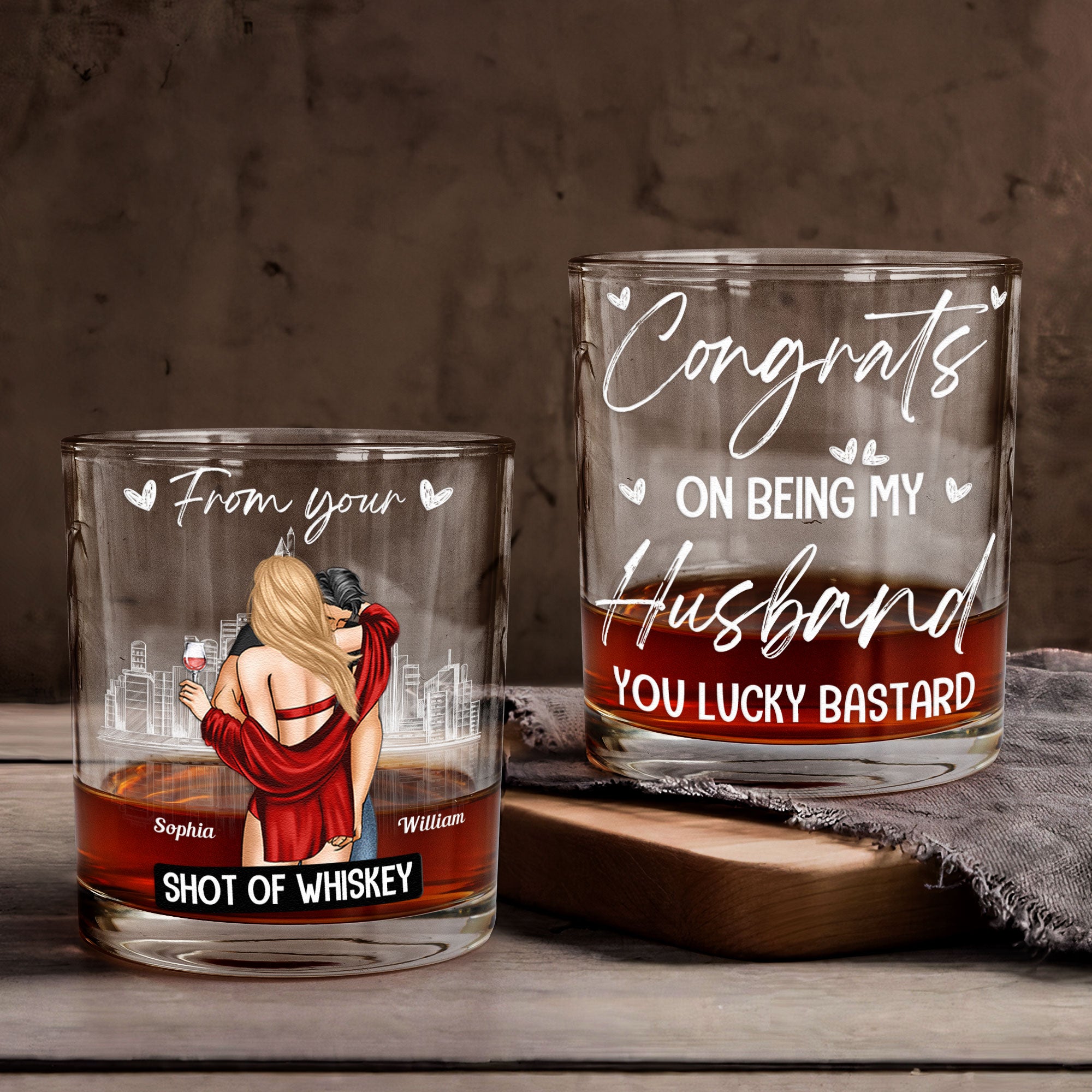 Congrats On Being My Husband - Gifts For Husband, Bf - Personalized Whiskey Glass