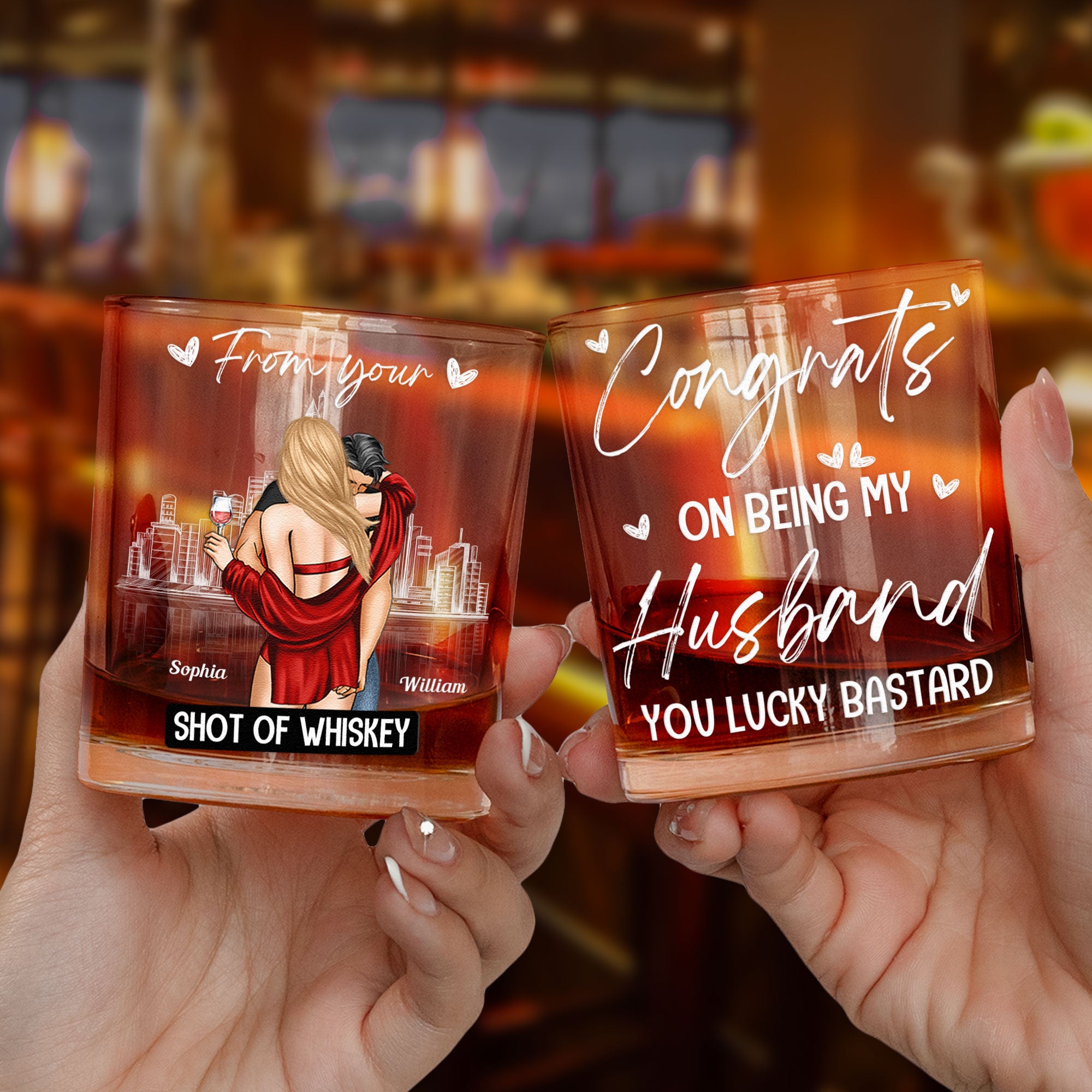 Congrats On Being My Husband - Gifts For Husband, Bf - Personalized Whiskey Glass