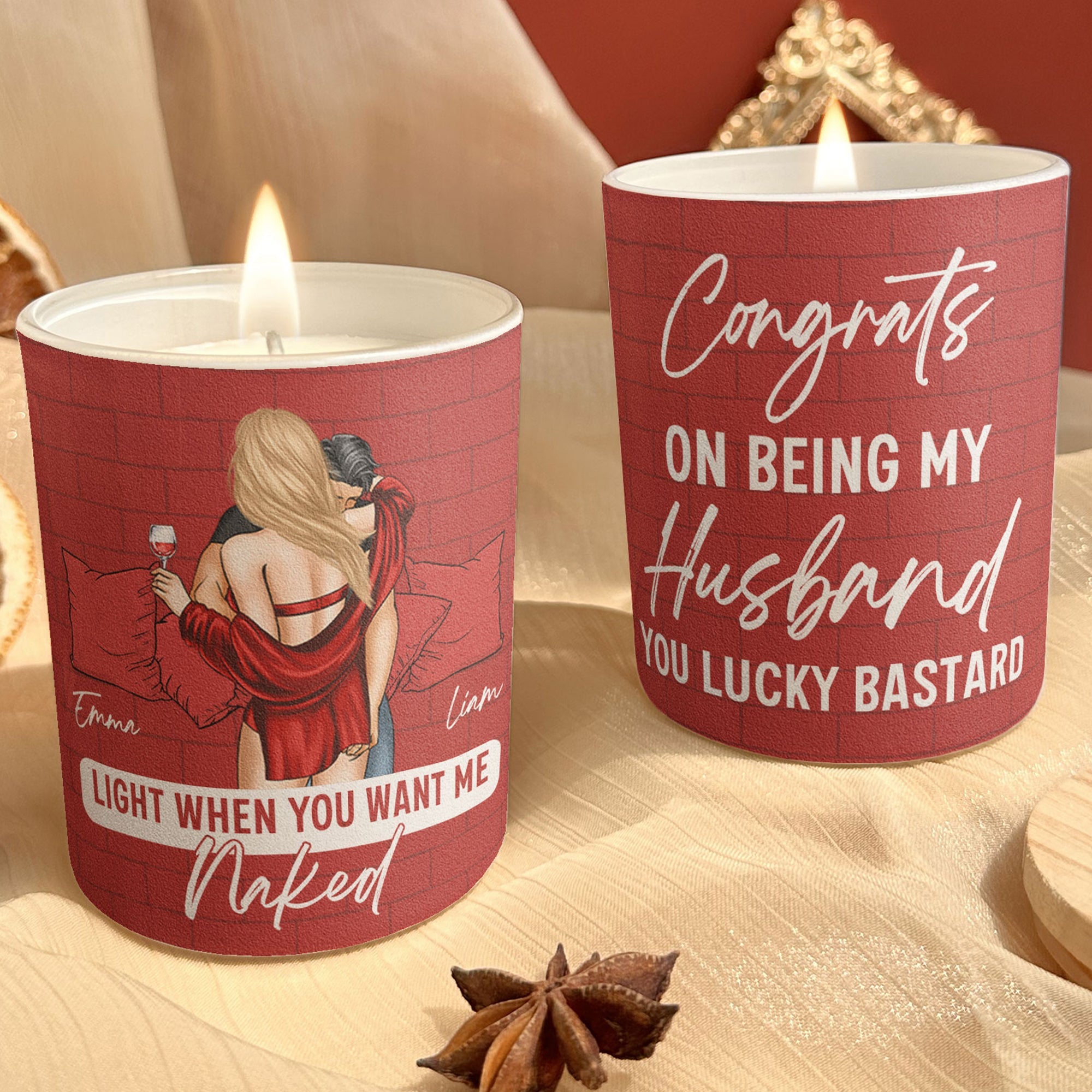 Congrats On Being My Husband You Lucky Bastard - Personalized Candle