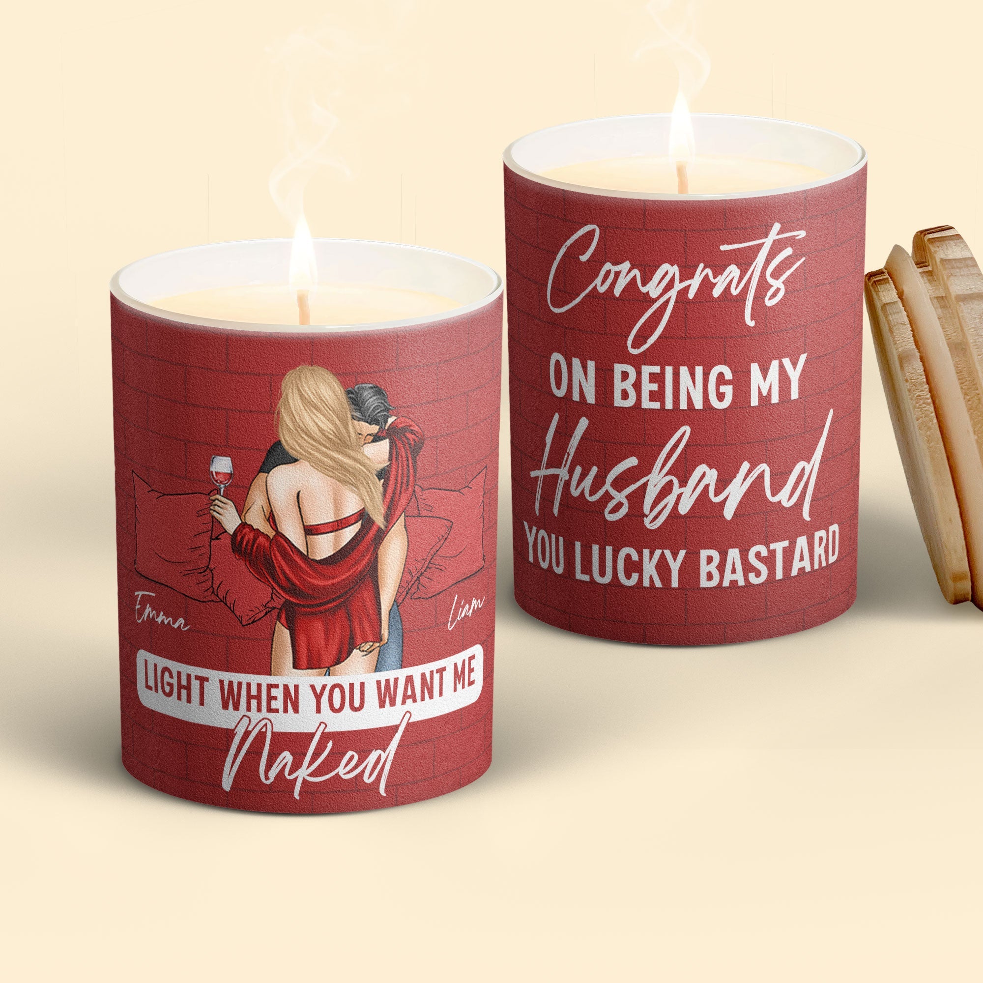 Congrats On Being My Husband You Lucky Bastard - Personalized Candle