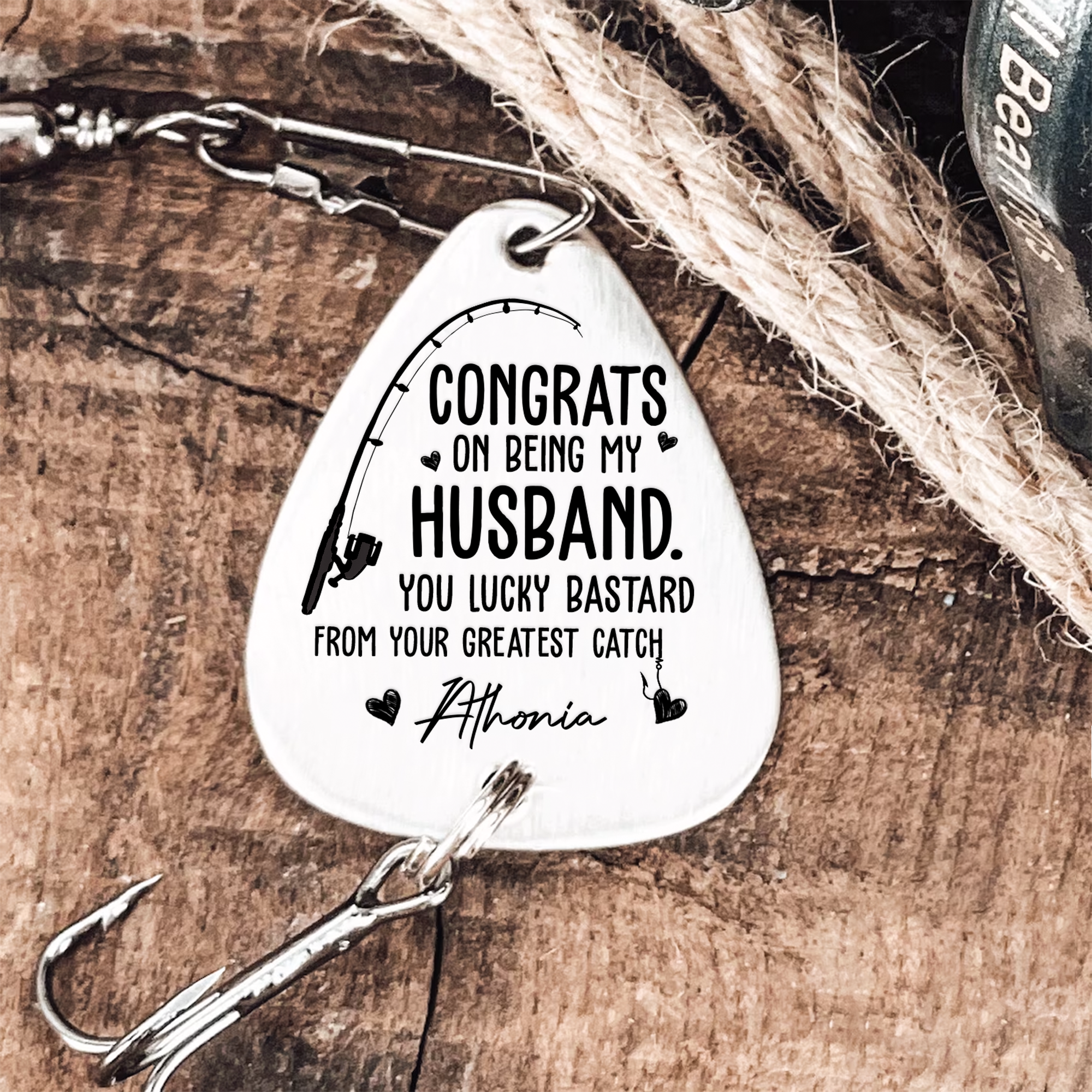 Congrats On Being My Husband You Lucky Bastard - Personalized Fishing Lure Keychain