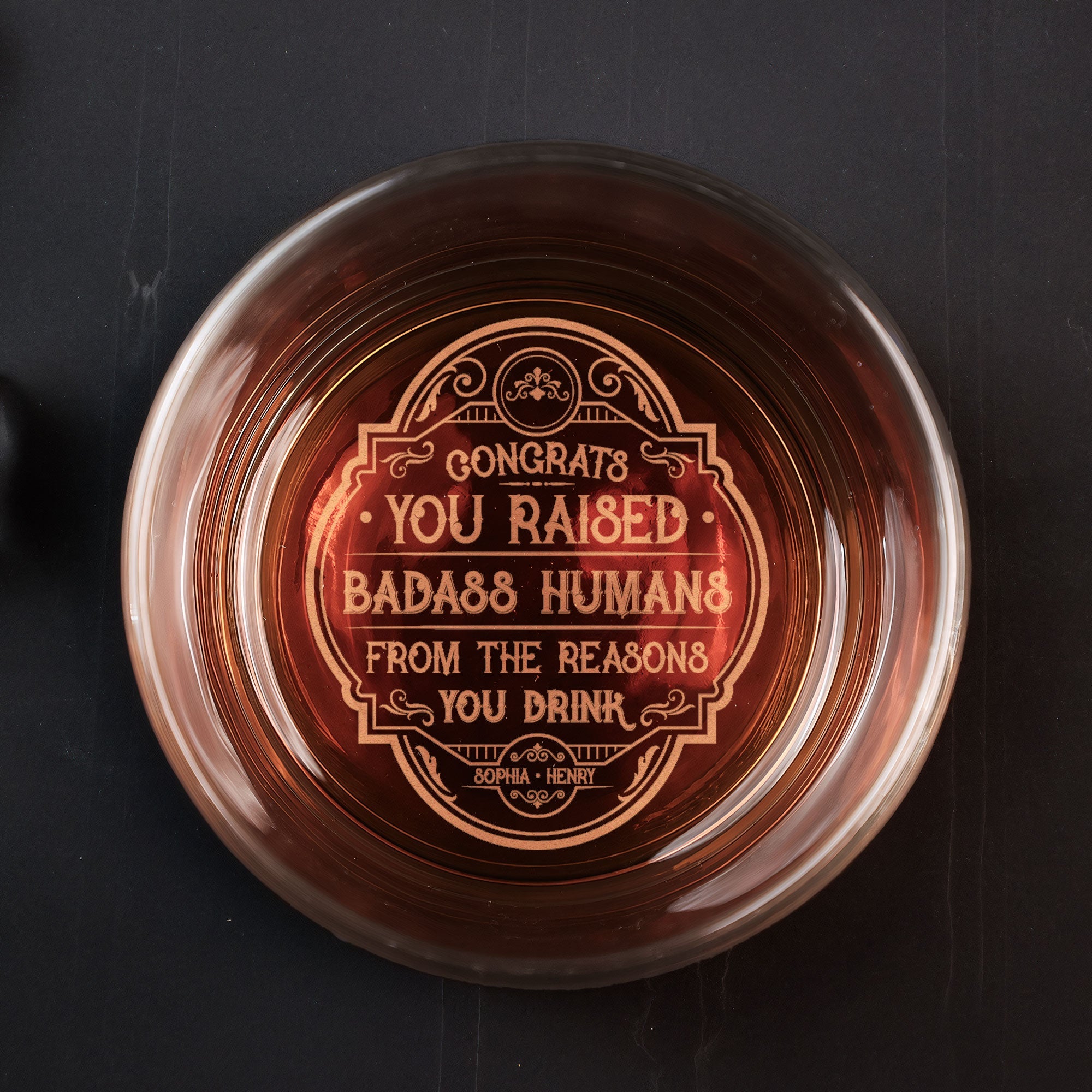 Congrats You Raised Badass Humans - Personalized Engraved Whiskey Glass