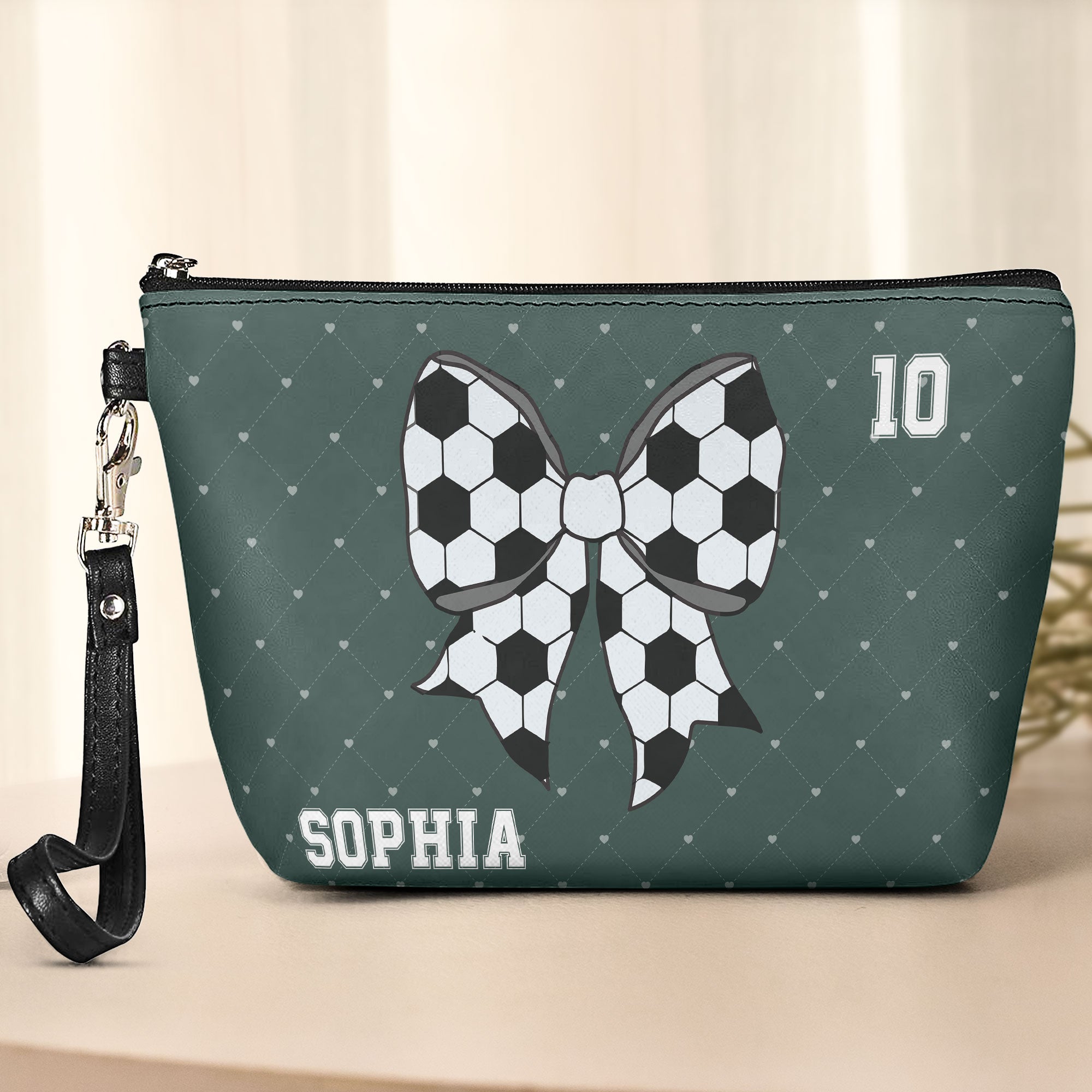 Coquette Bow Soccer - Personalized Cosmetic Bag