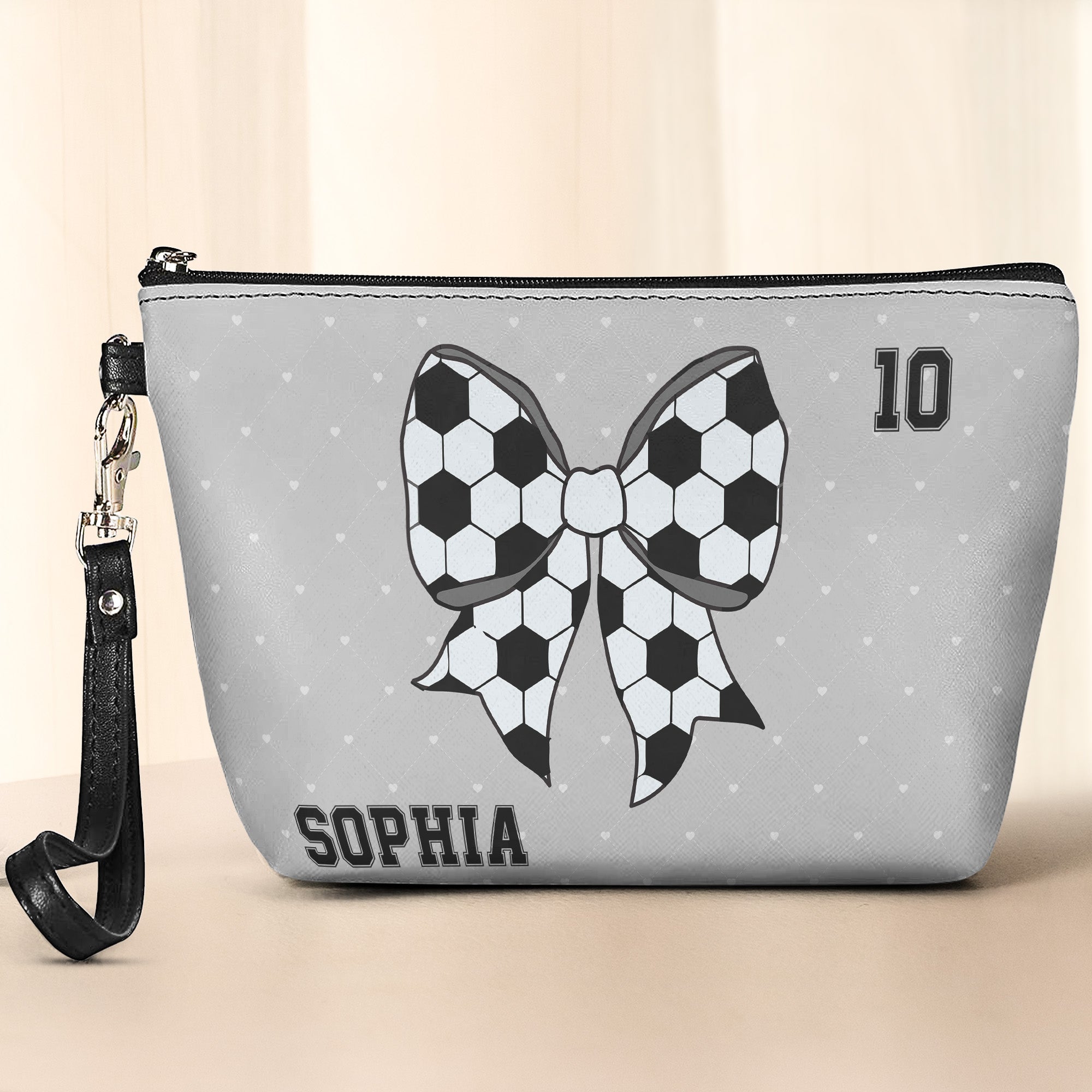 Coquette Bow Soccer - Personalized Cosmetic Bag