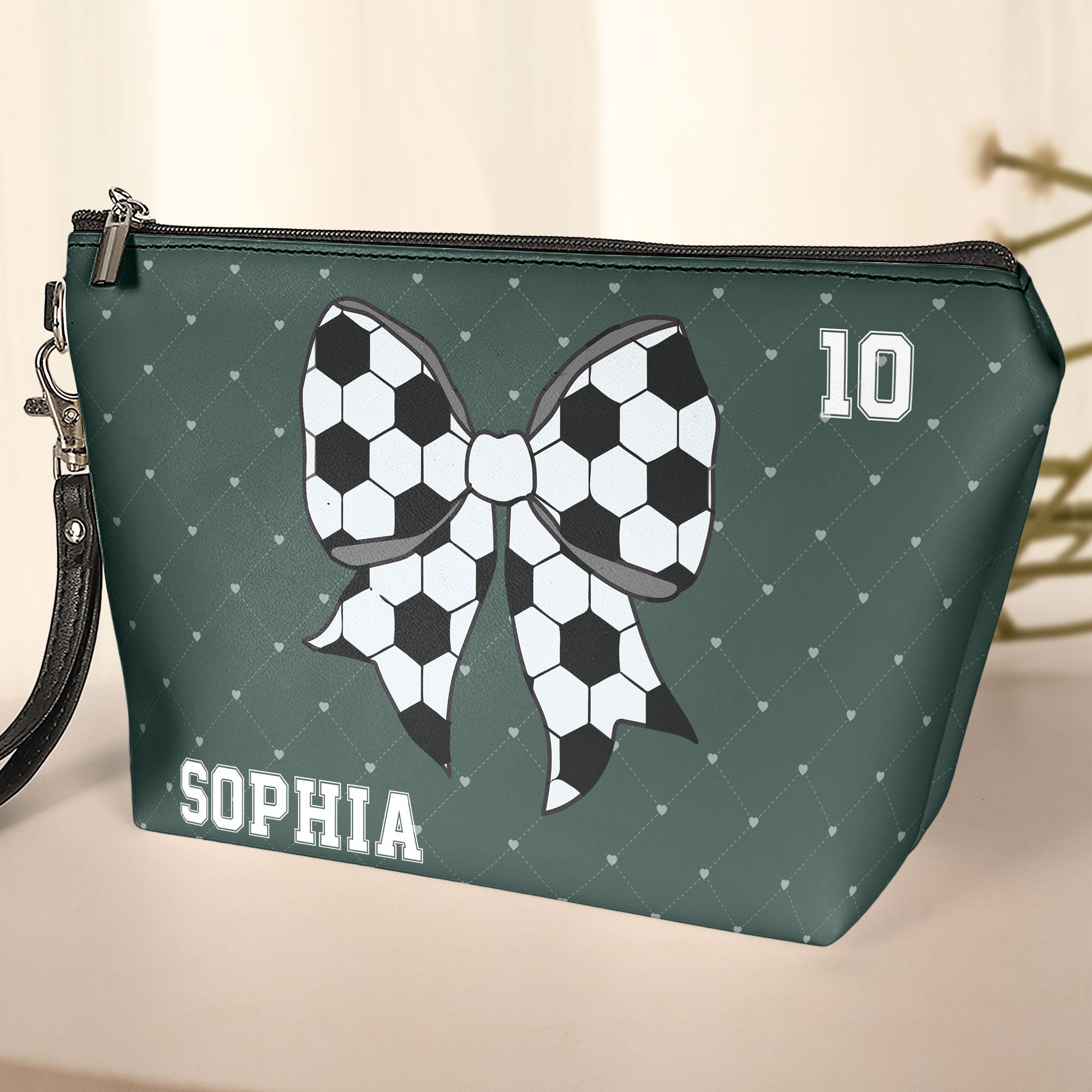 Coquette Bow Soccer - Personalized Cosmetic Bag