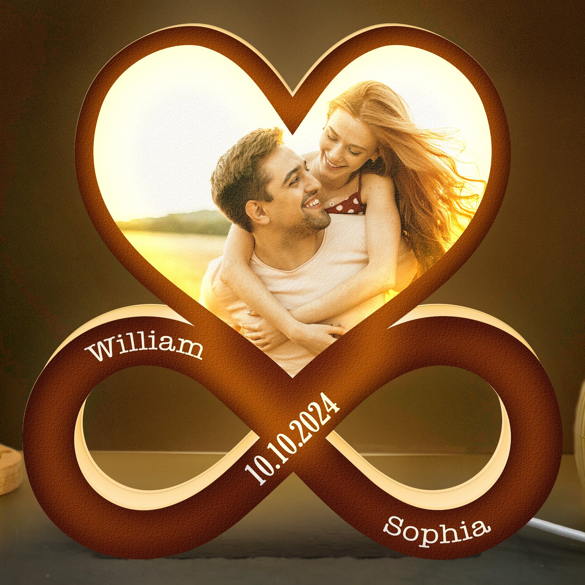 Couple Heart Infinity - Personalized Photo Light Box