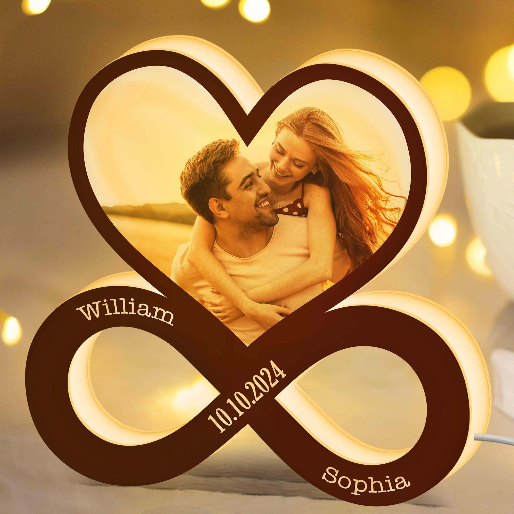 Couple Heart Infinity - Personalized Photo Light Box