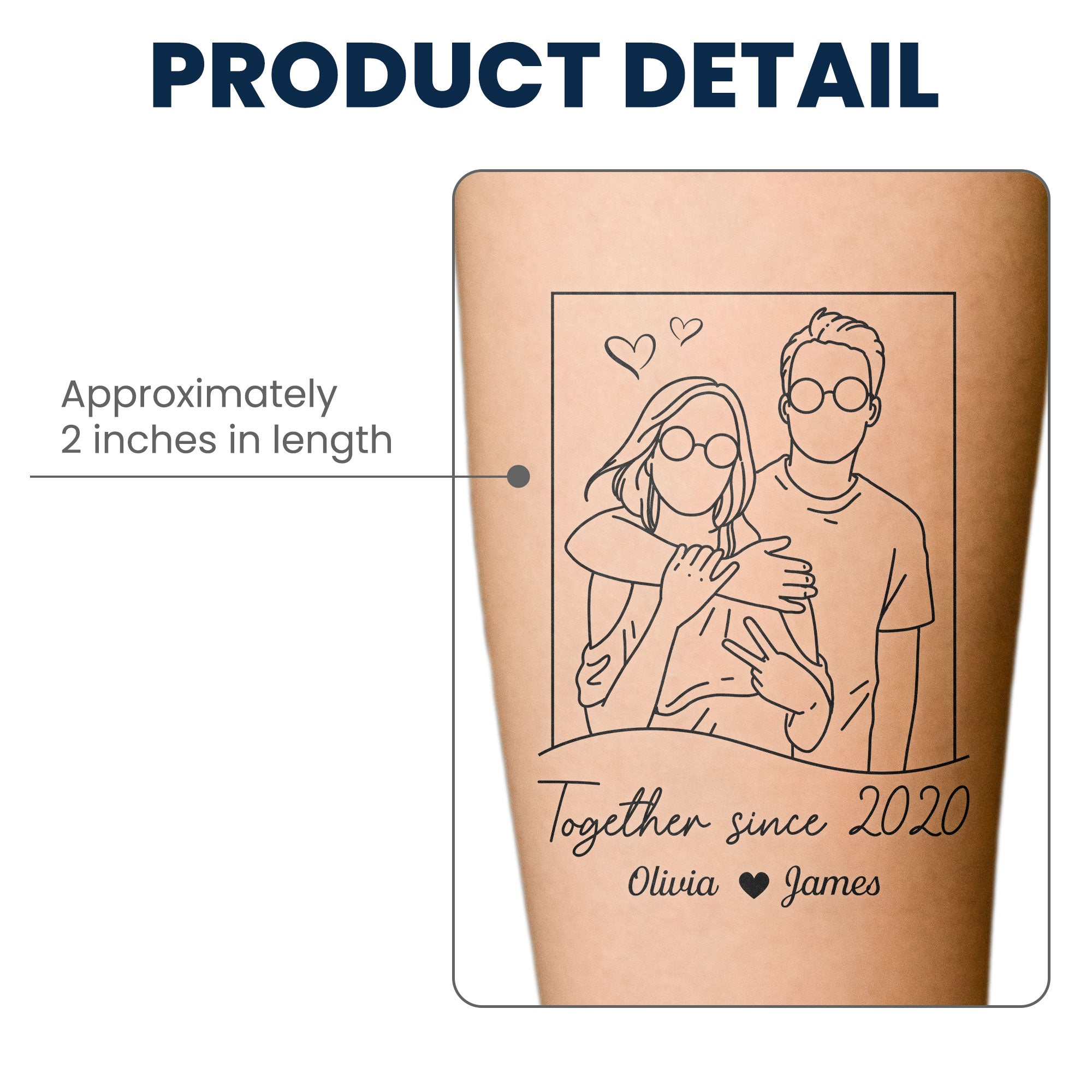 Couple Line Art Together Since - Personalized Photo Tattoo