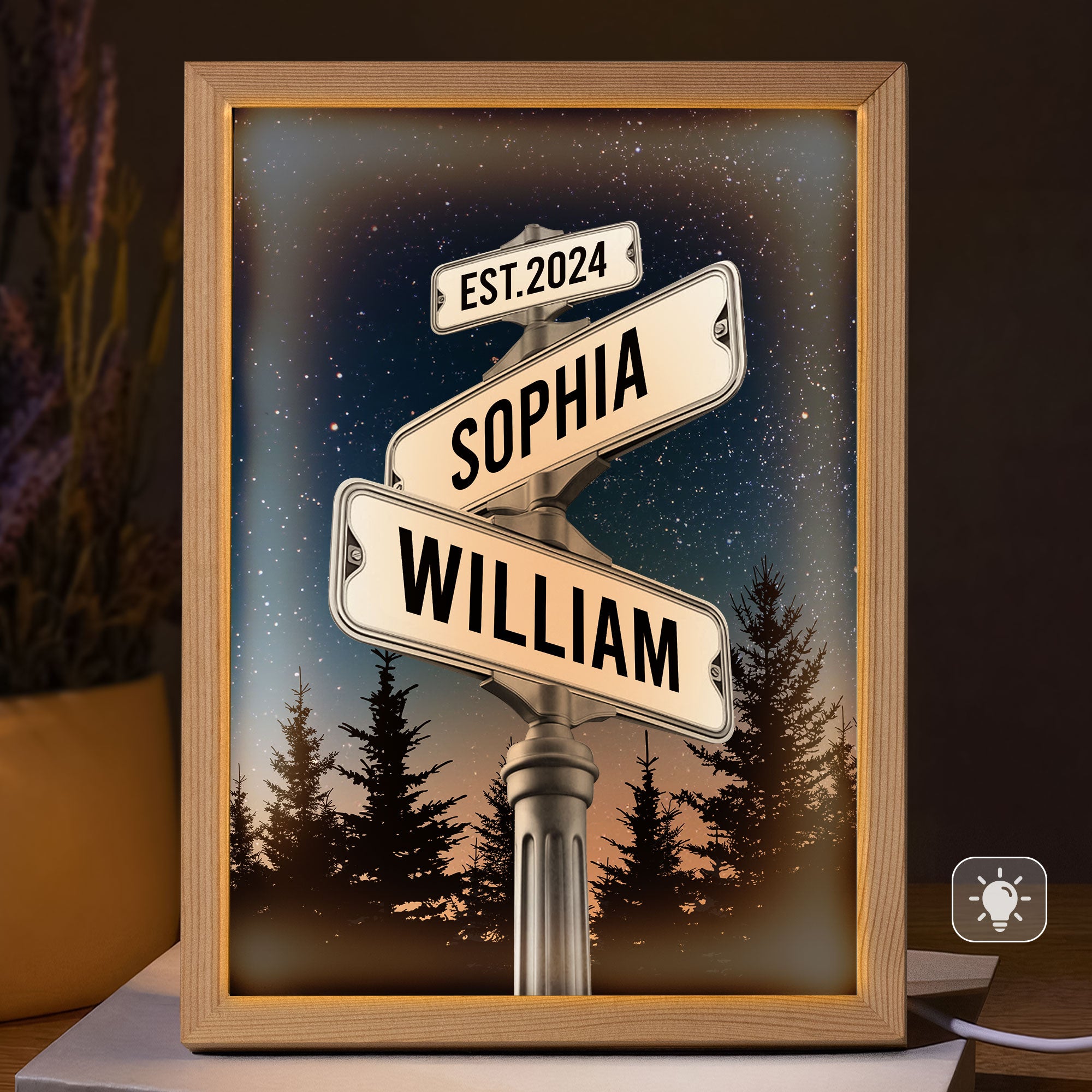 Couple Moon Phase - Personalized Light Up Picture Frame