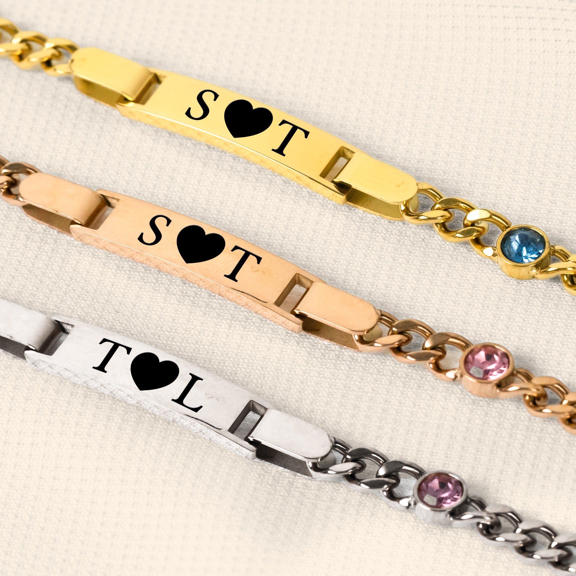 Couple Name Matching Set Love - Personalized Stainless Steel Engraved Name Bracelet