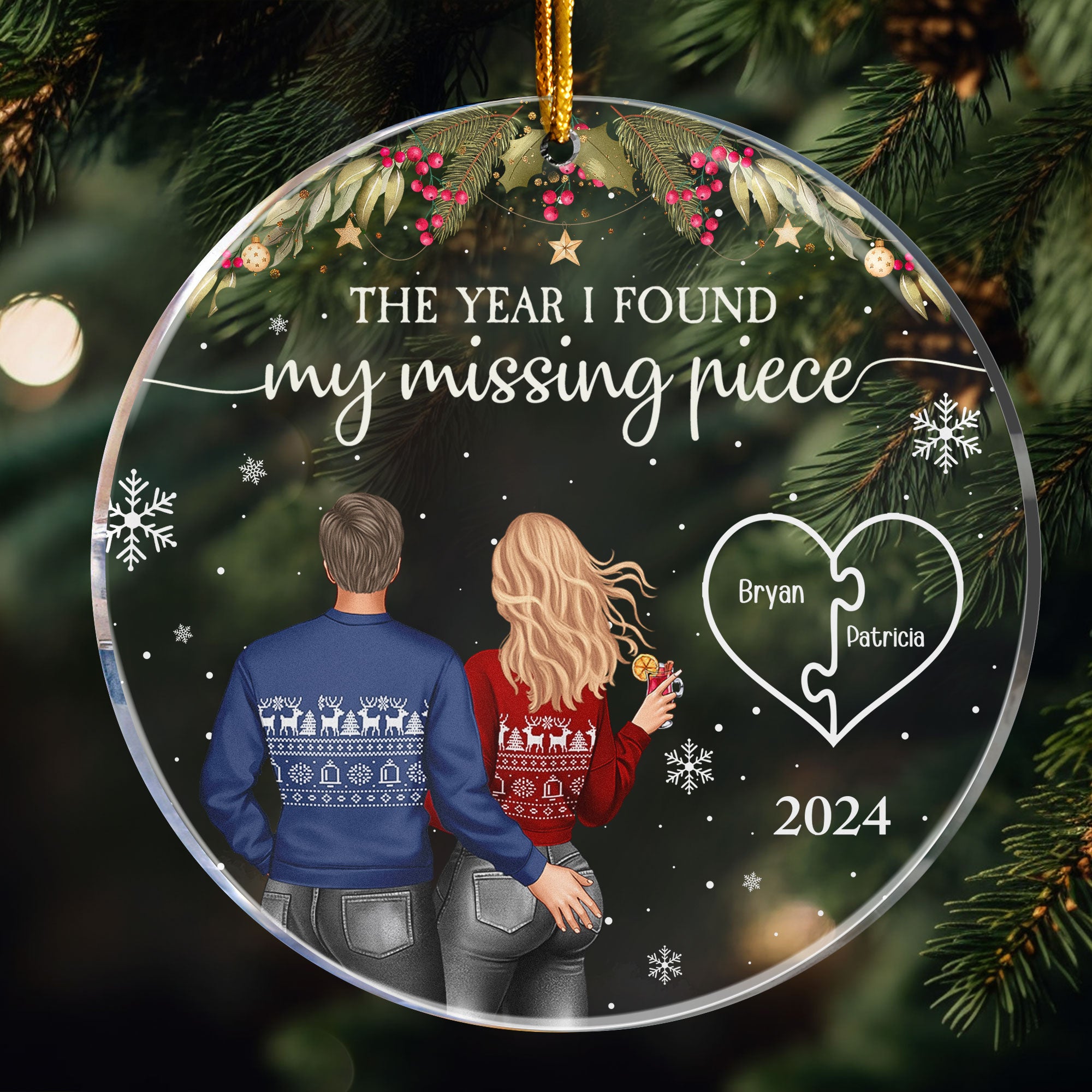 Couple Ornament The Year I Found My Missing Piece - Personalized Acrylic Ornament