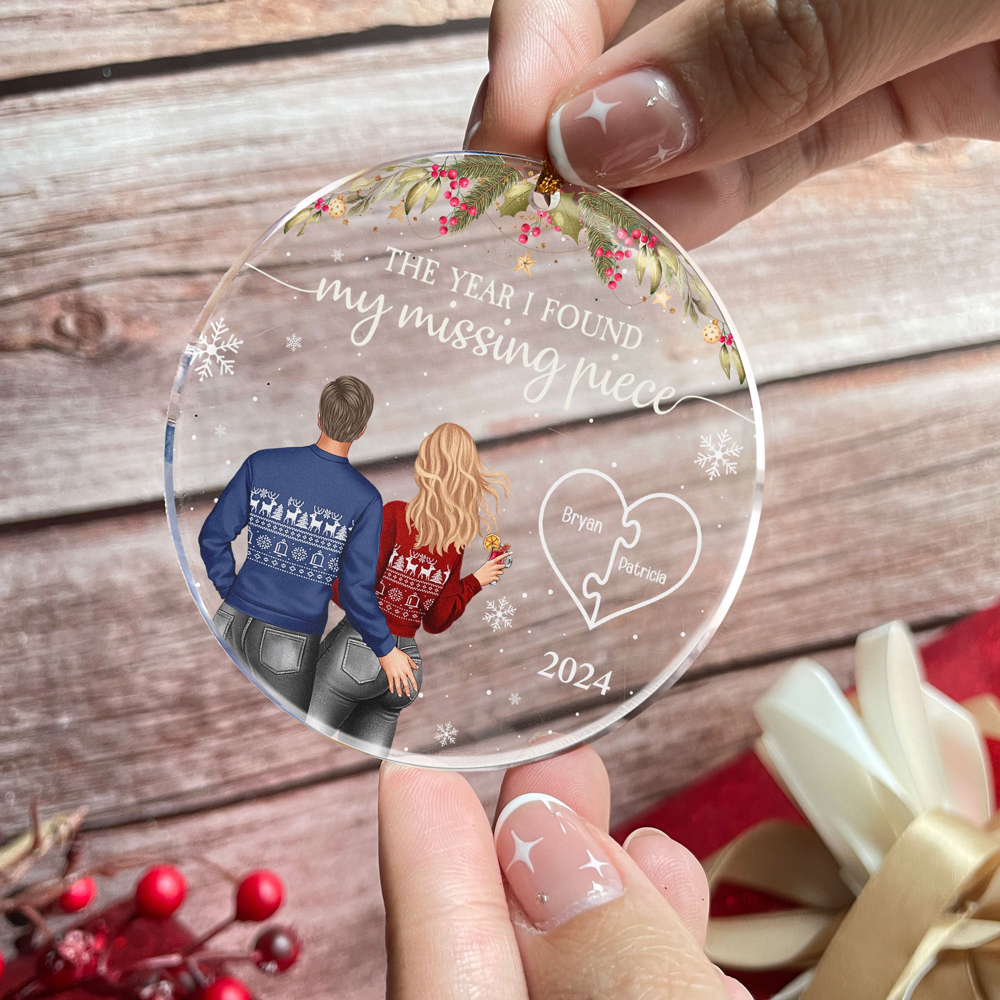 Couple Ornament The Year I Found My Missing Piece - Personalized Acrylic Ornament