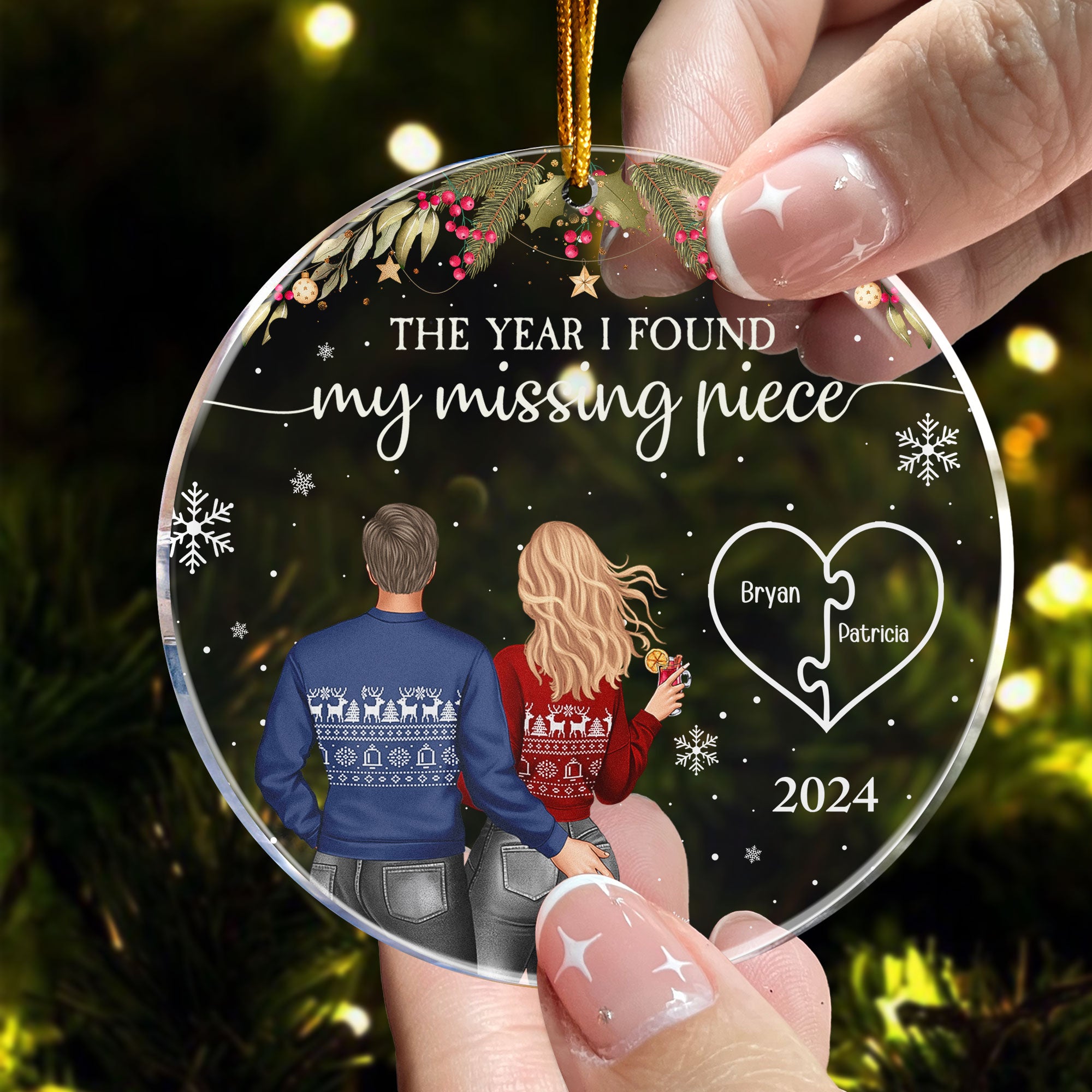 Couple Ornament The Year I Found My Missing Piece - Personalized Acrylic Ornament