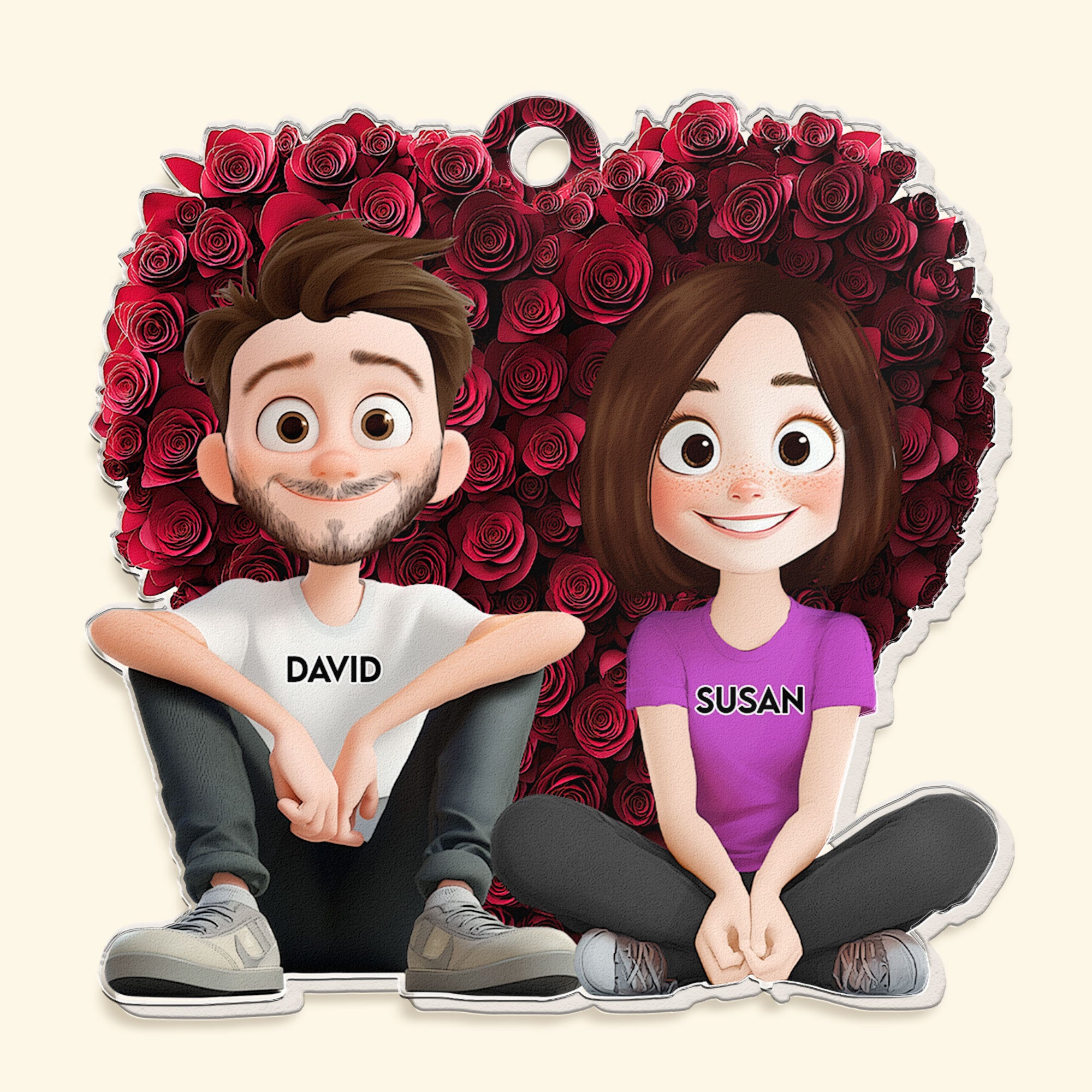 Couple With Rose Heart - Personalized Acrylic Keychain