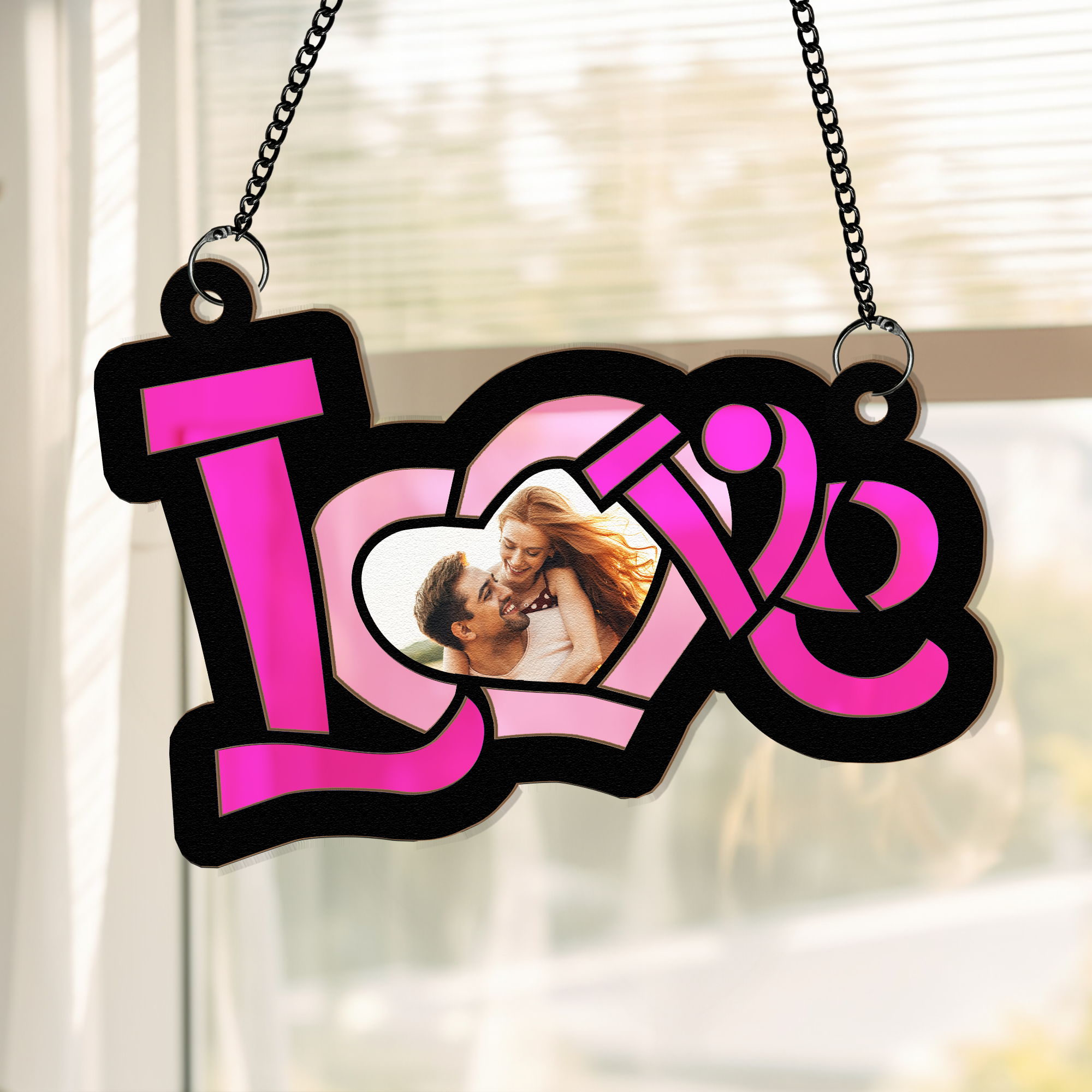 Couples Love Anniversary Gifts - Personalized Window Hanging Suncatcher Photo Ornament