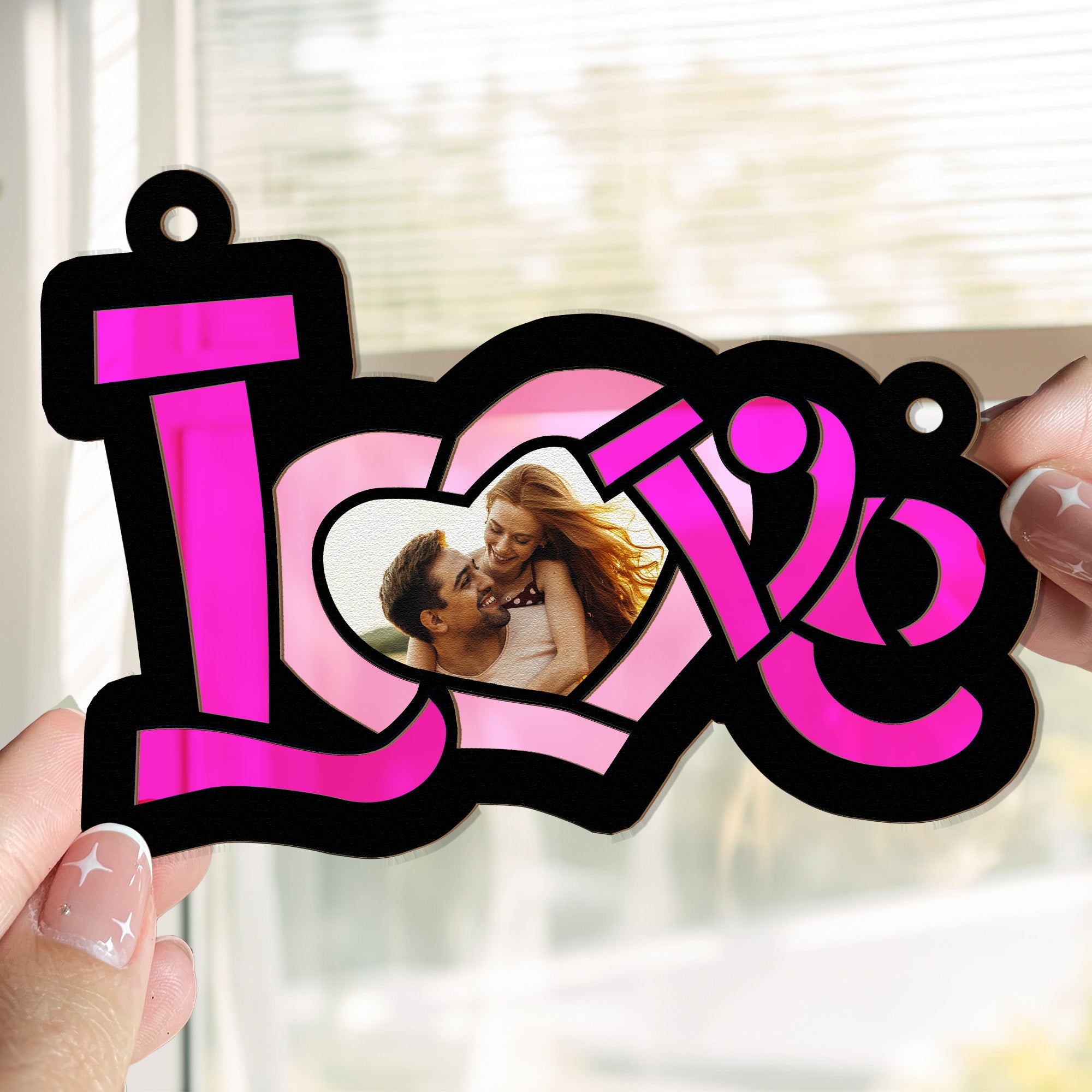 Couples Love Anniversary Gifts - Personalized Window Hanging Suncatcher Photo Ornament