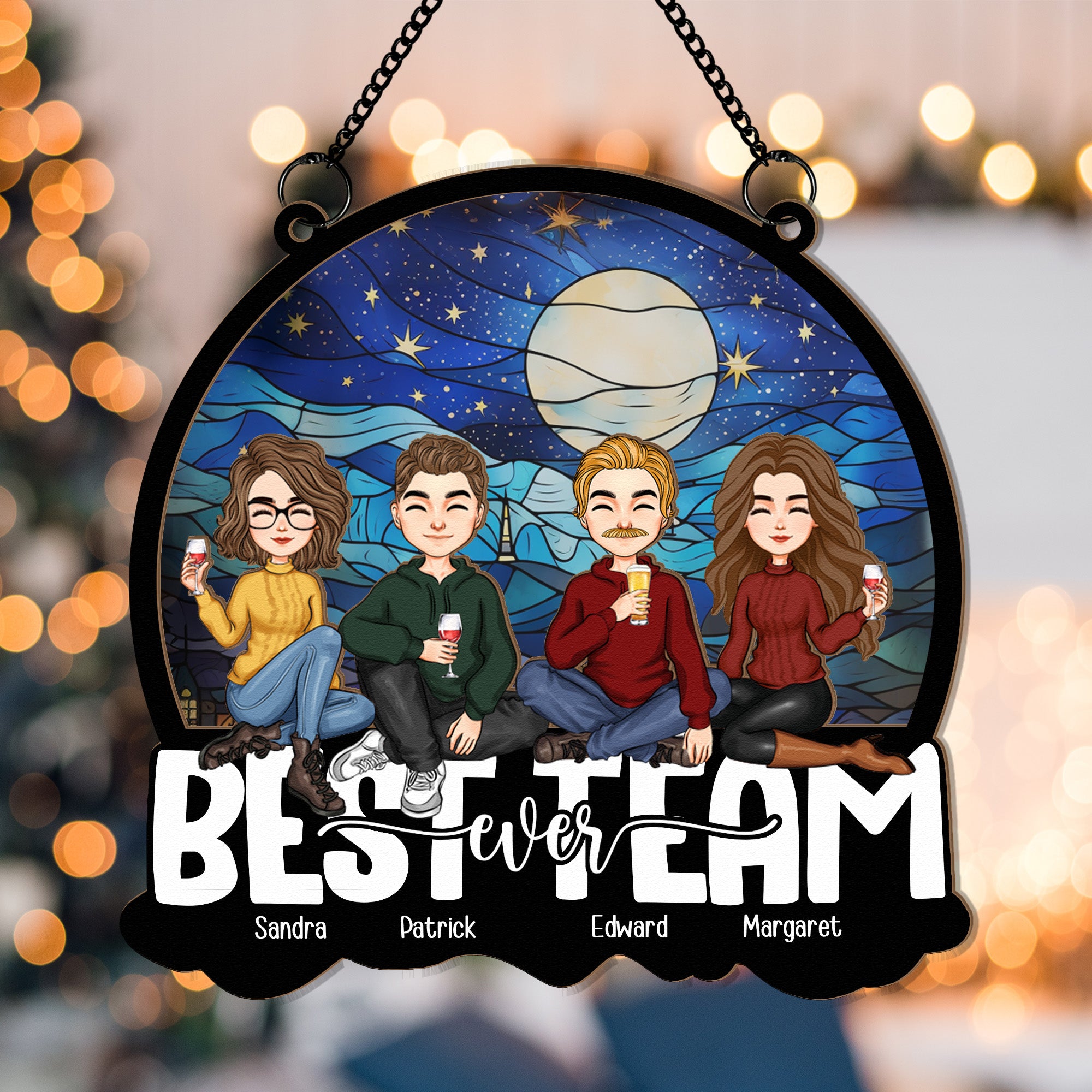 Coworker Best Team Ever - Personalized Window Hanging Suncatcher Ornament