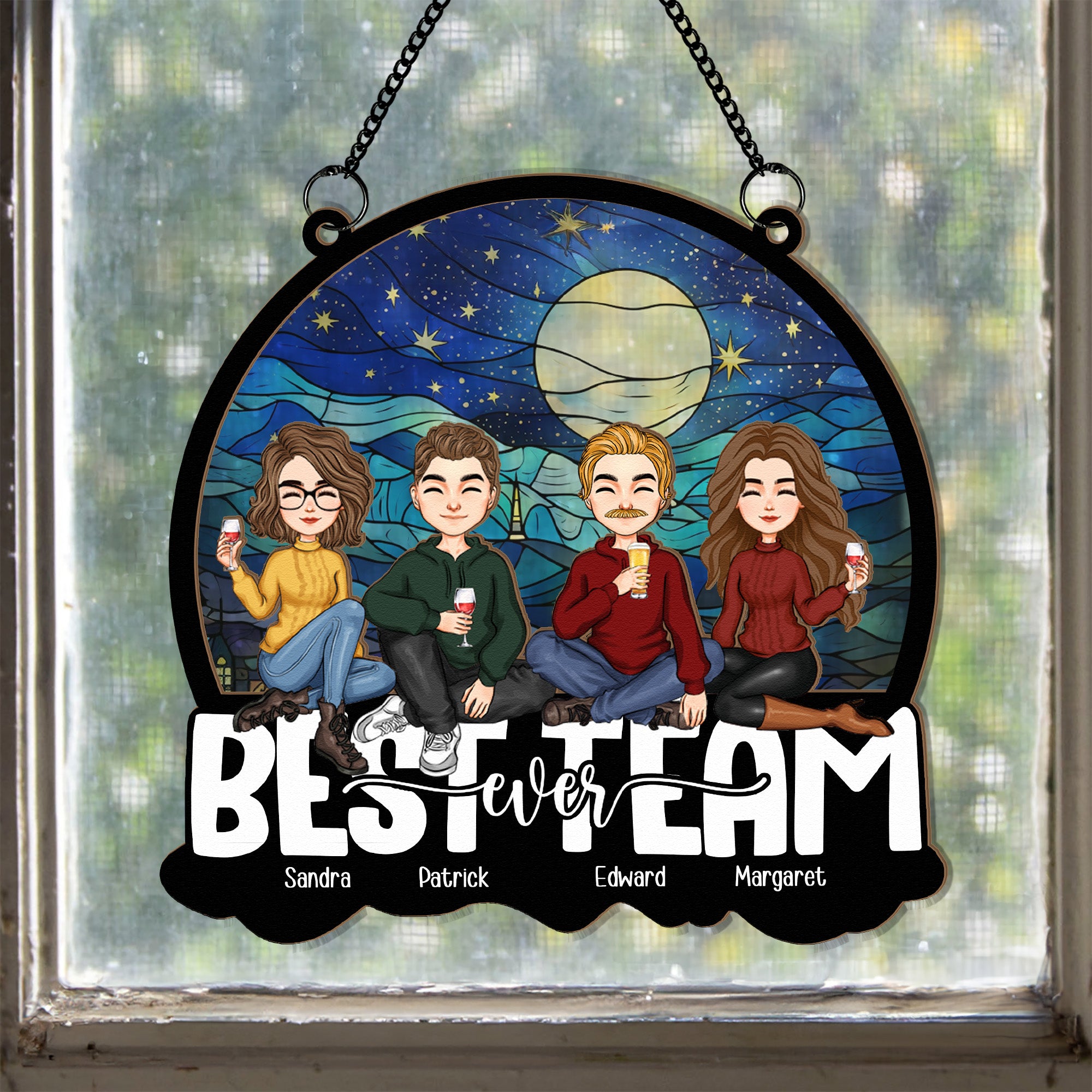 Coworker Best Team Ever - Personalized Window Hanging Suncatcher Ornament