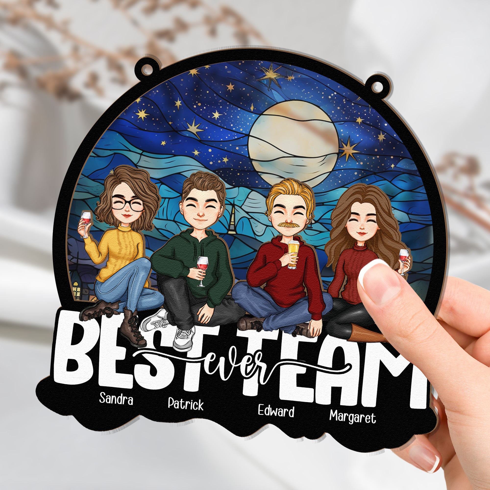 Coworker Best Team Ever - Personalized Window Hanging Suncatcher Ornament