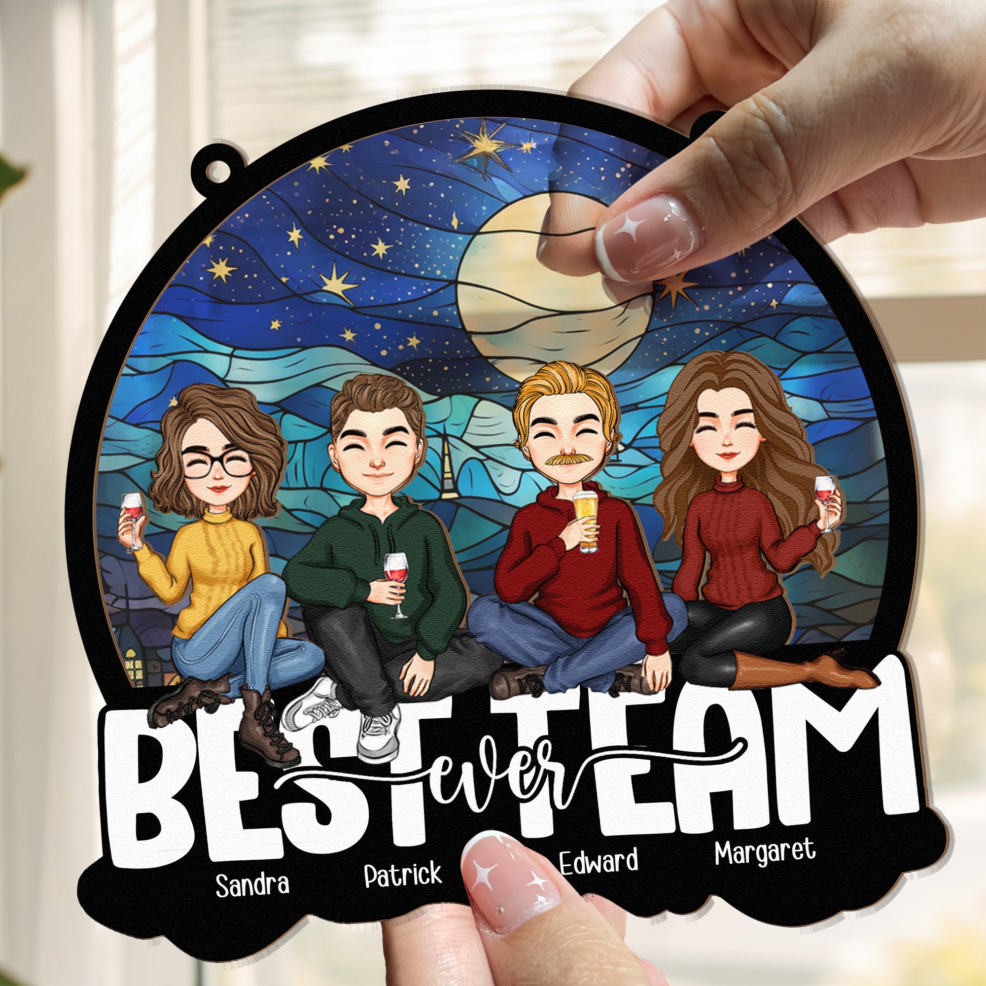 Coworker Best Team Ever - Personalized Window Hanging Suncatcher Ornament