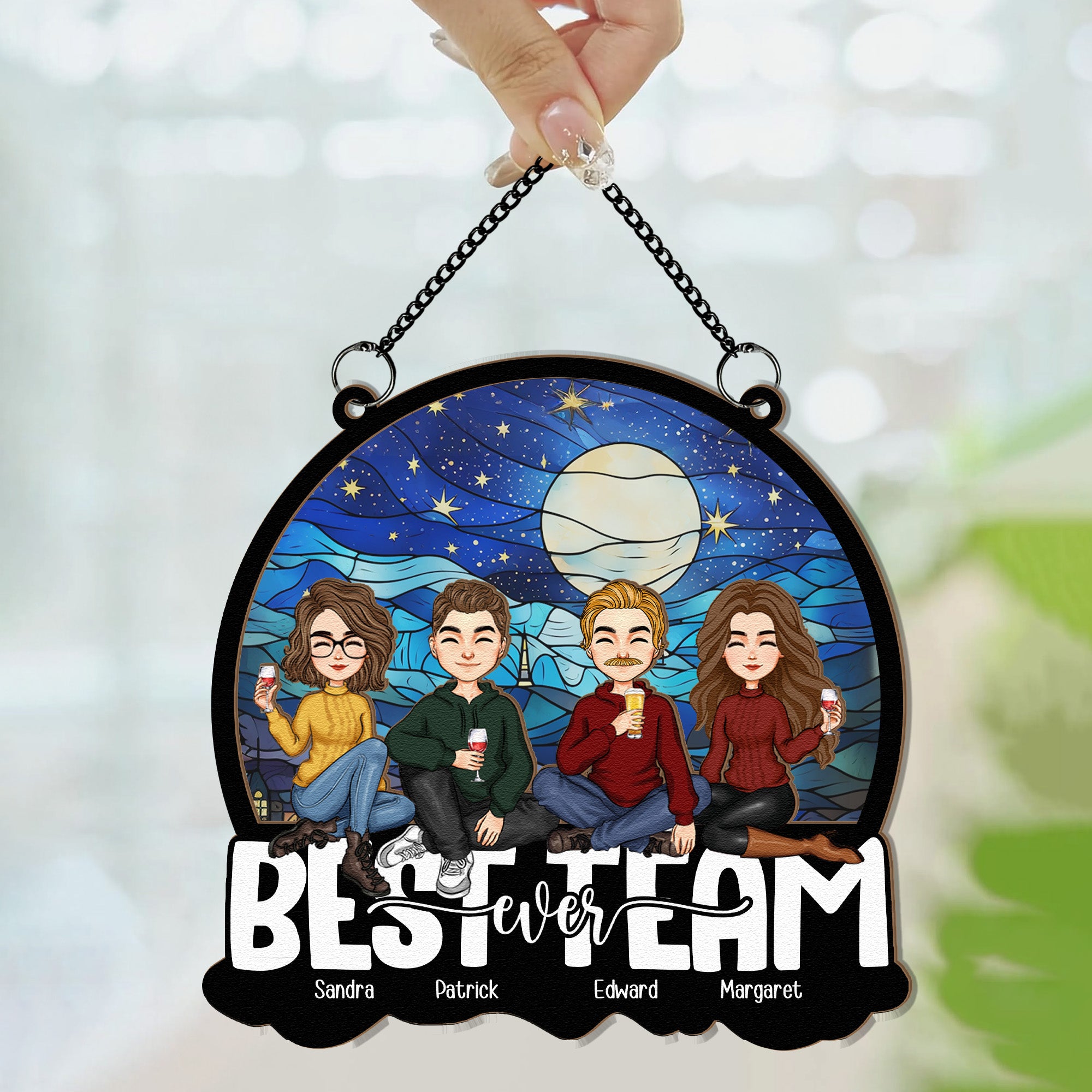 Coworker Best Team Ever - Personalized Window Hanging Suncatcher Ornament