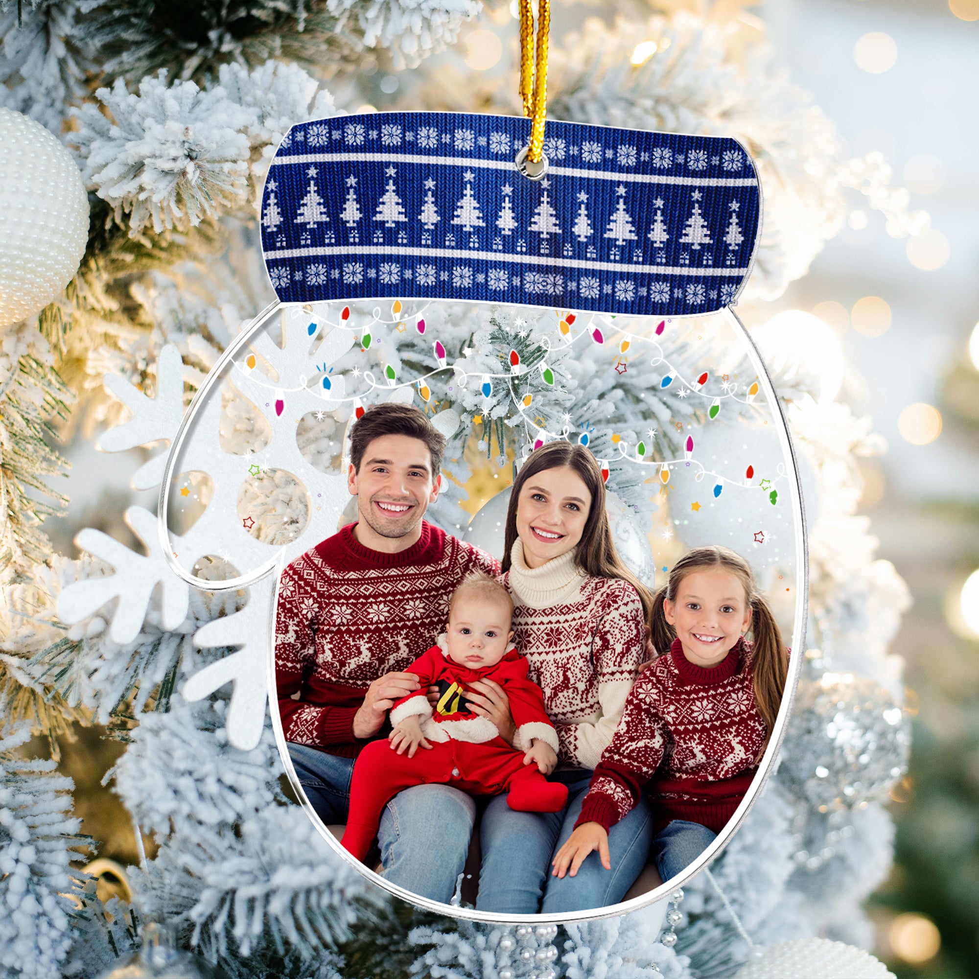 Cozy Glove Family Keepsake - Personalized Acrylic Photo Ornament